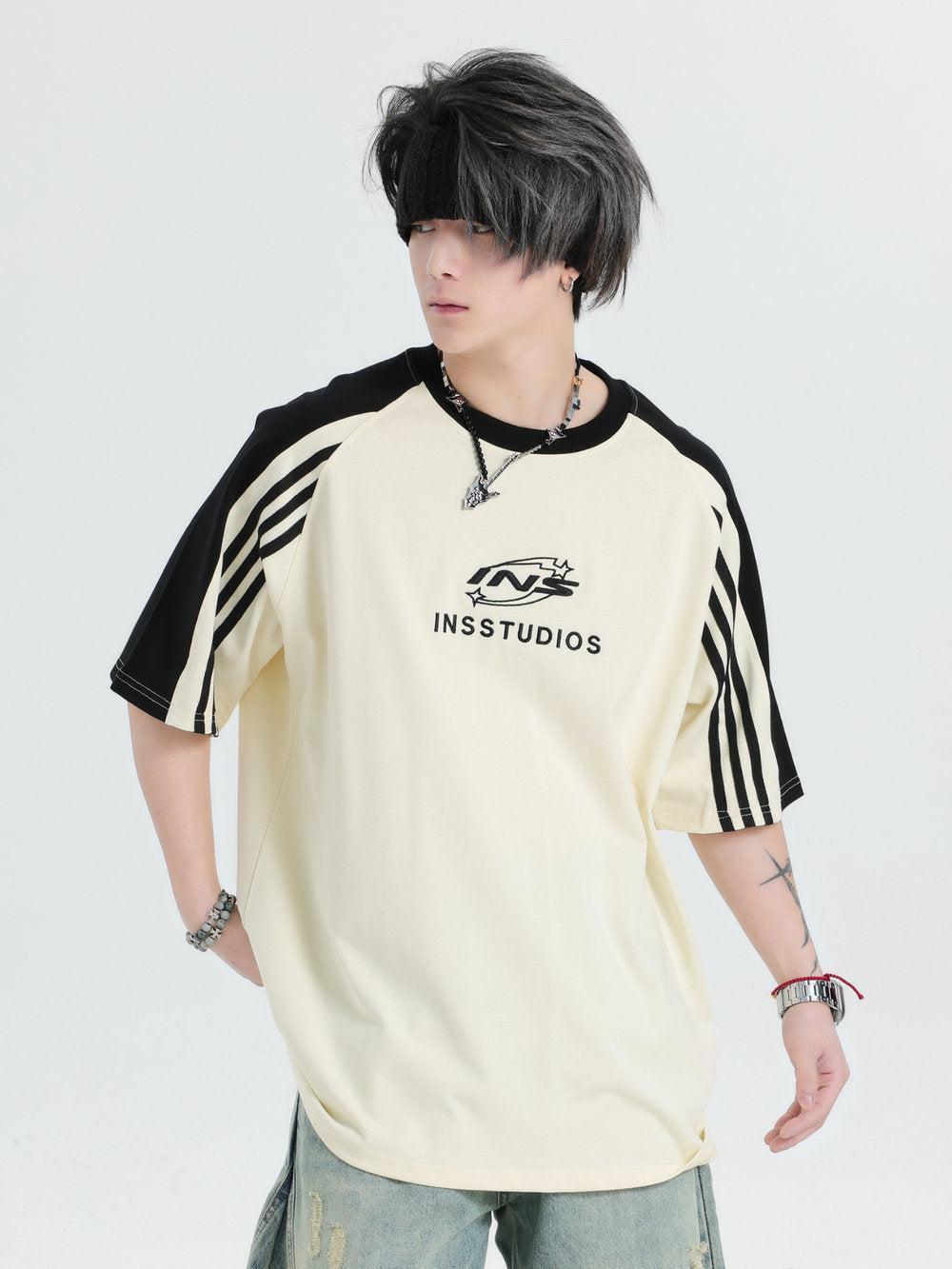 Three-Bar Logo Embroidery T-Shirt