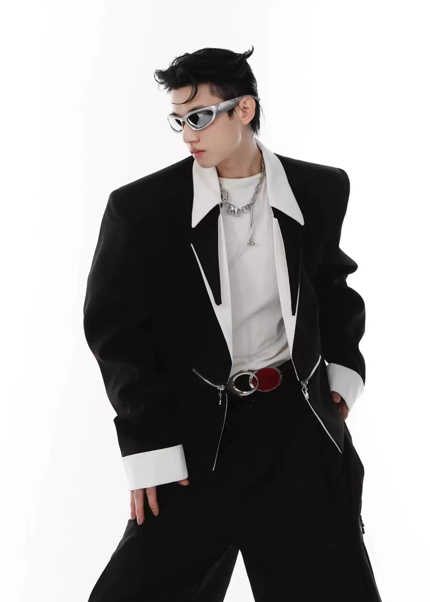 Contrast Splice Loose Boxy Jacket