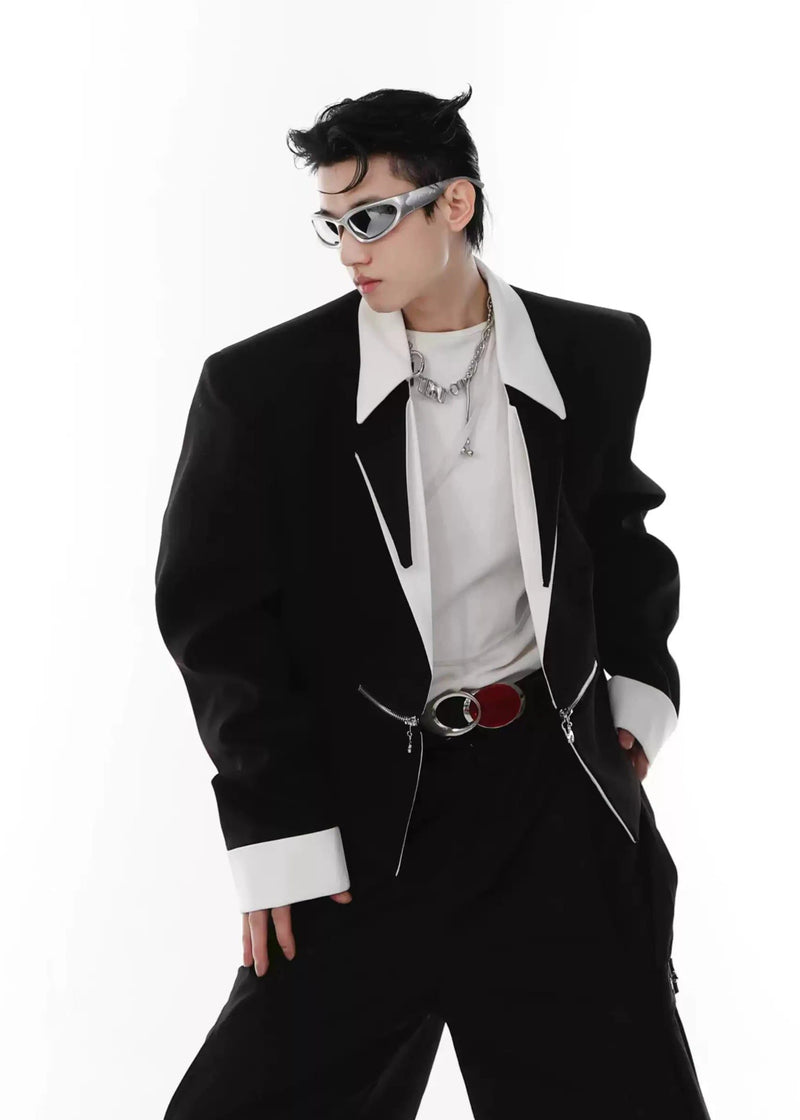 Contrast Splice Loose Boxy Jacket