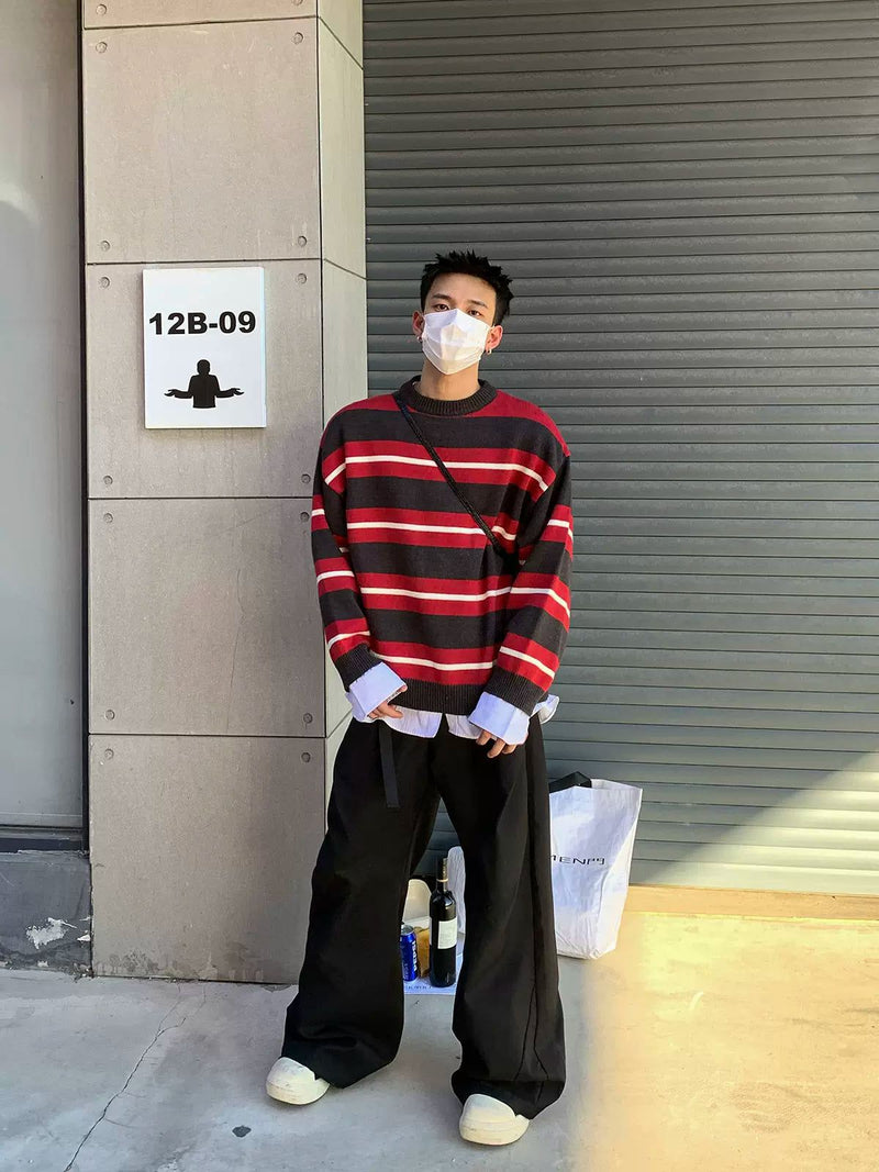 Striped Tritone Textured Sweater