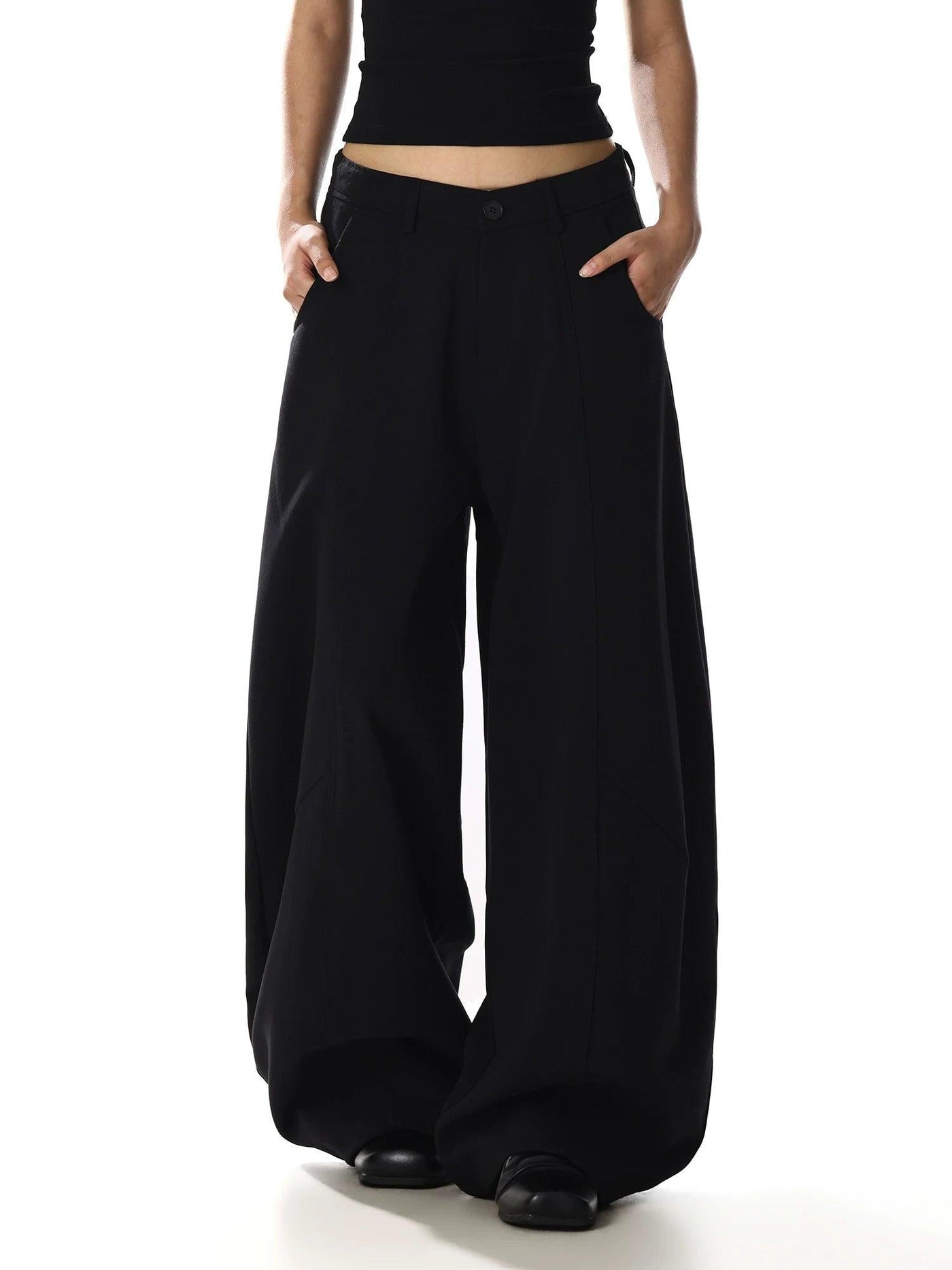 Curved Seam Wide Leg Trousers