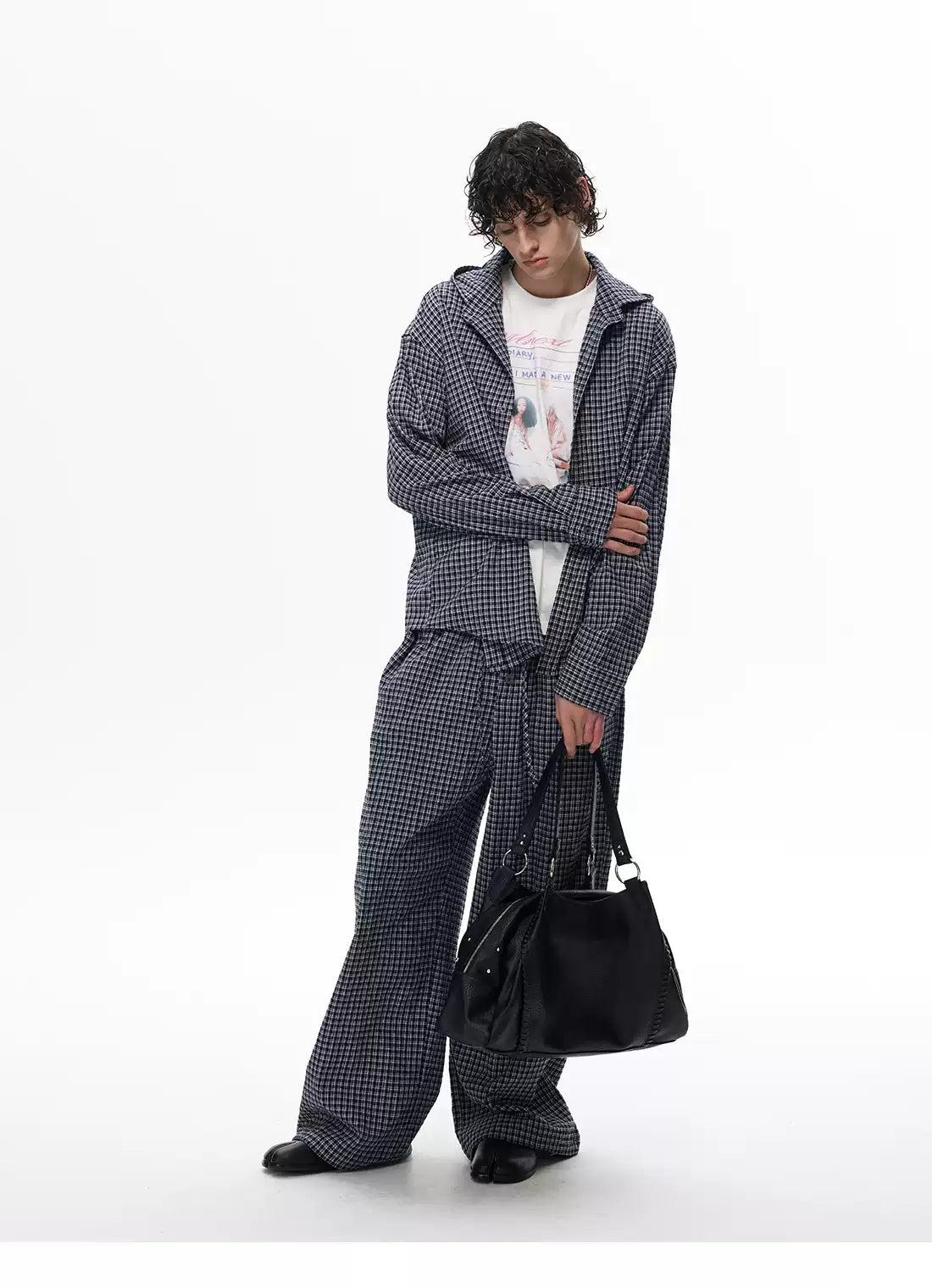 Patterned Hooded Shirt & Drawstring Pants Set