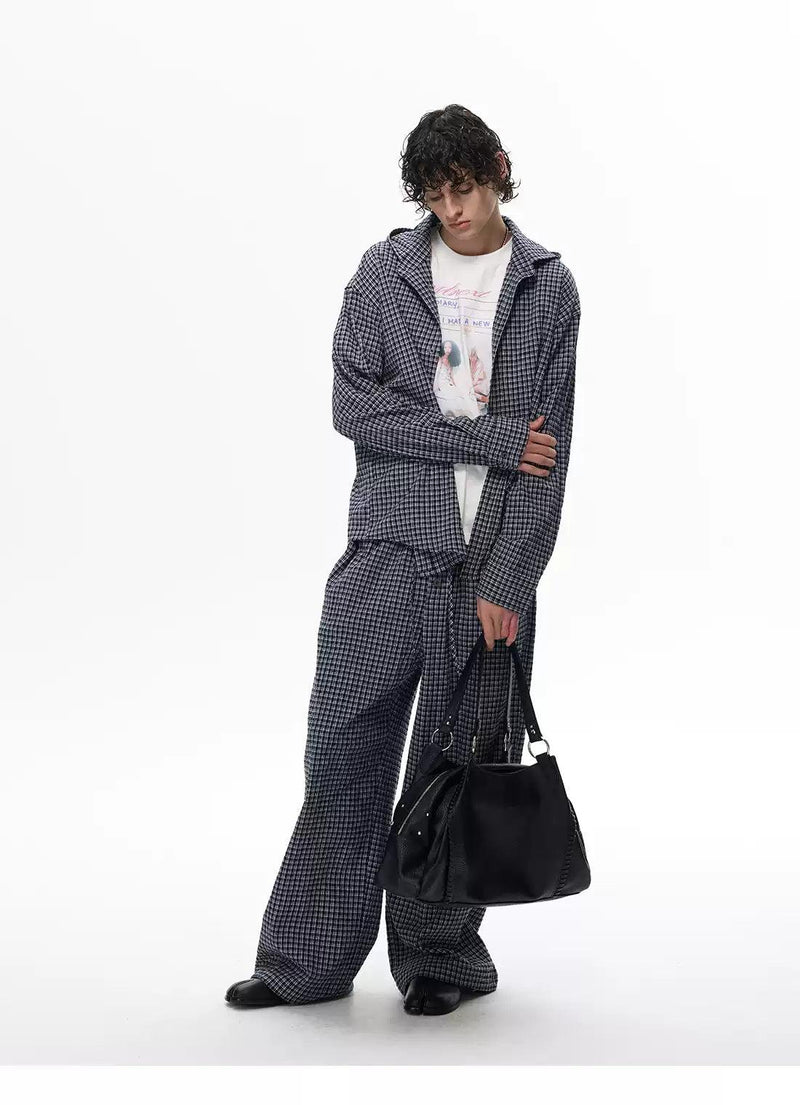 Patterned Hooded Shirt & Drawstring Pants Set