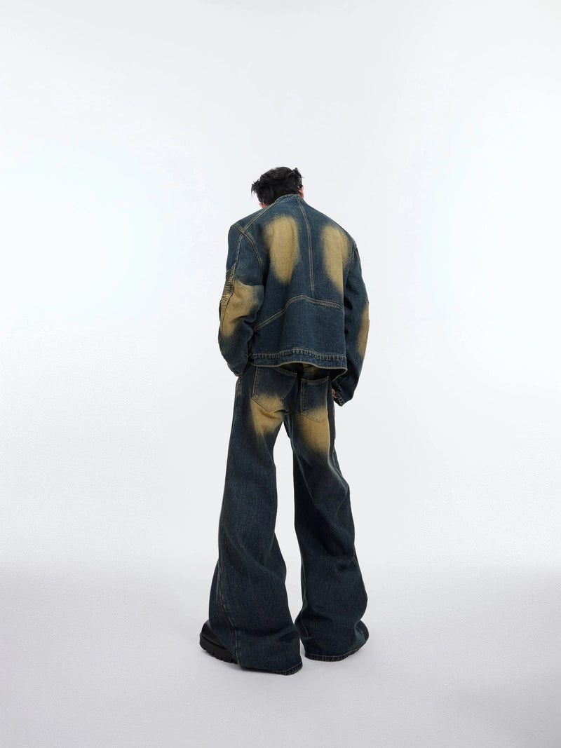 Fade Zipped Denim Jacket & Jeans Set
