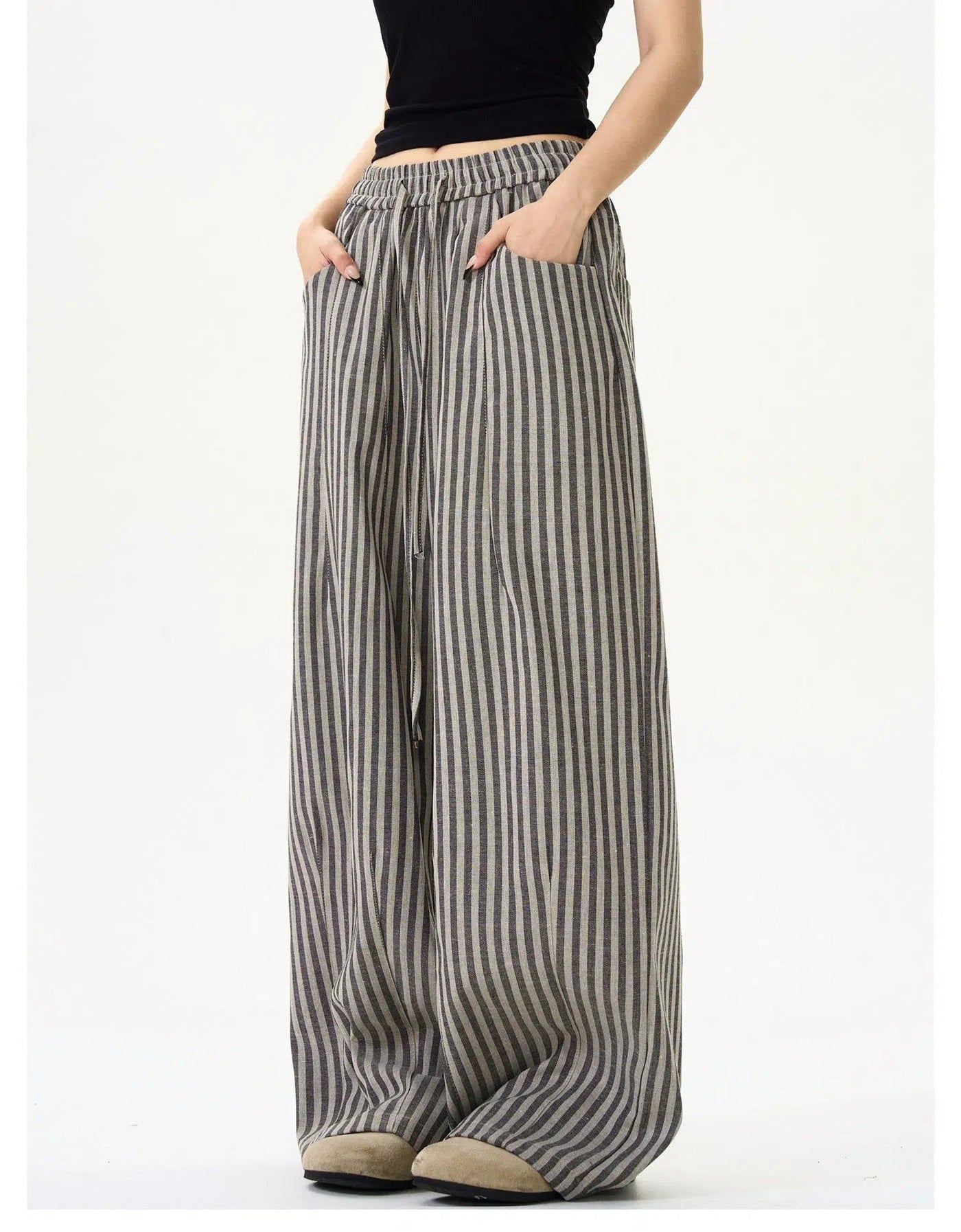 Drape Wide Vertical Striped Pants