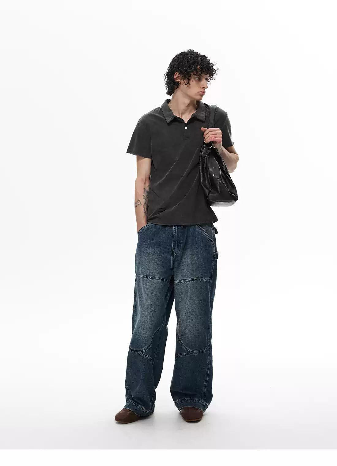 Double-Sides Distressed S/S Polo