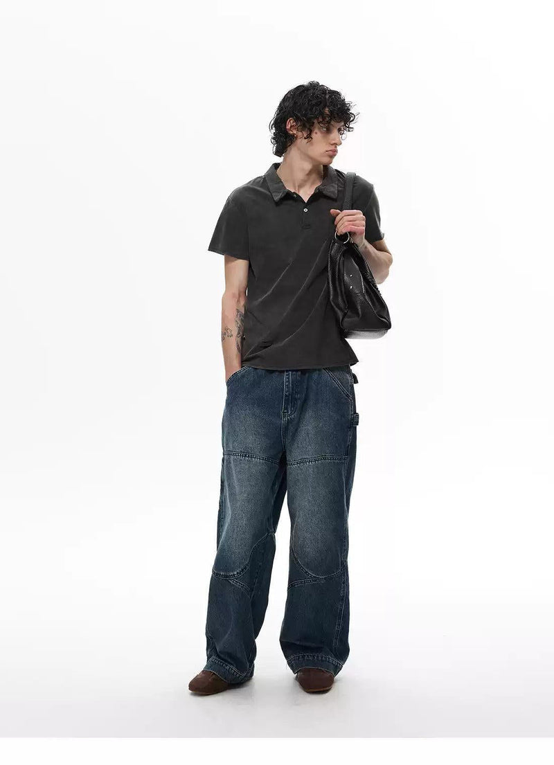 Double-Sides Distressed S/S Polo