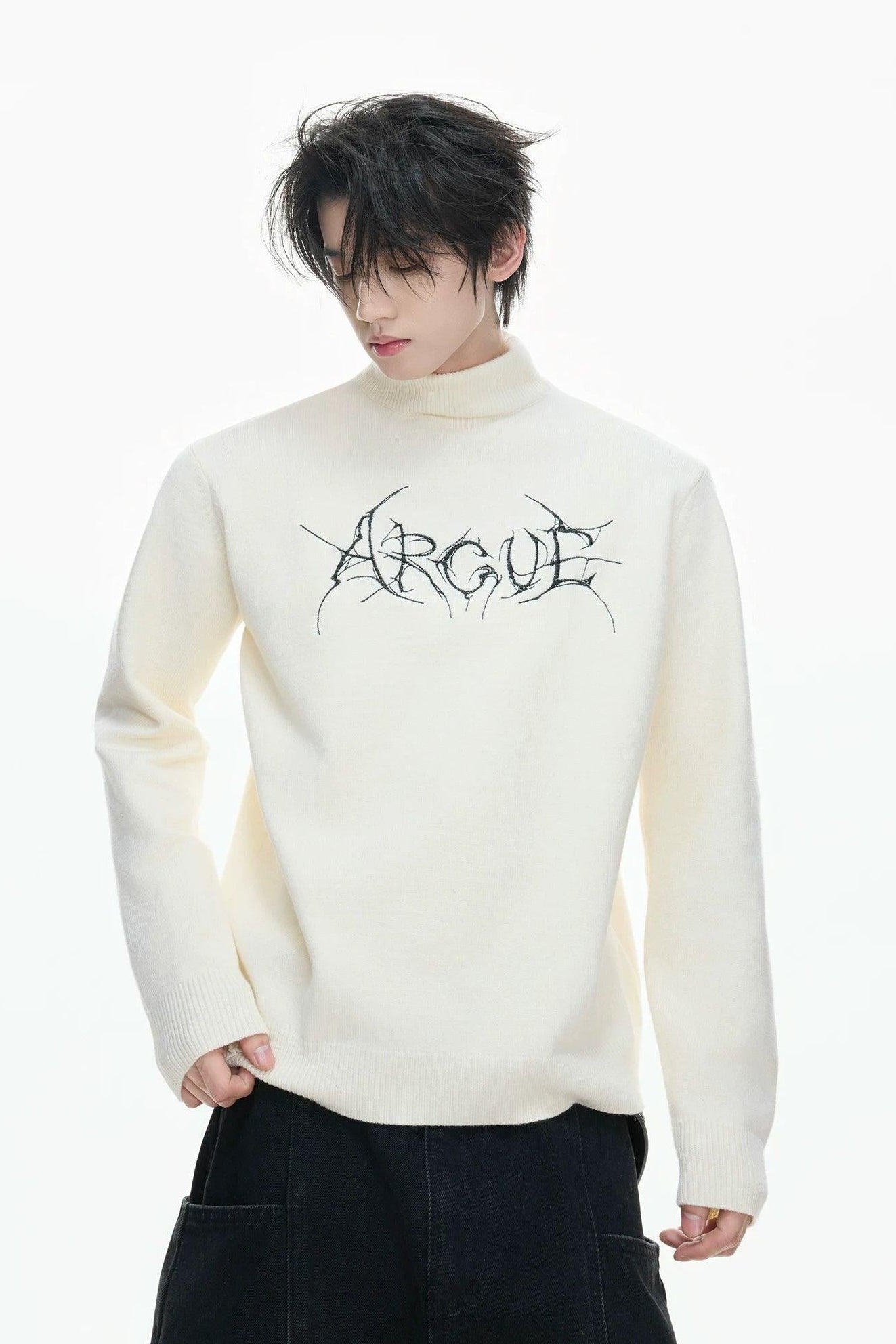 Contrast Stitched Logo Sweater