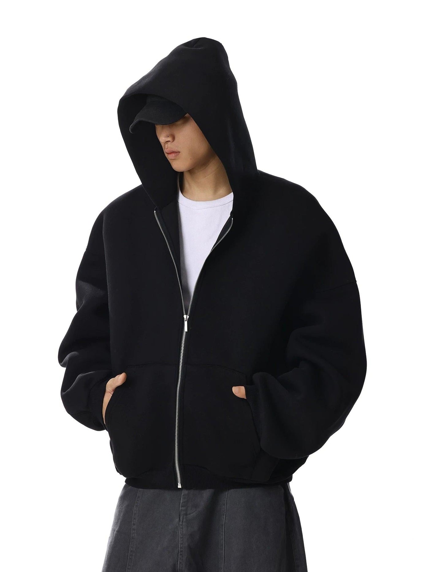 Oversized Wash Zip-Up Hoodie