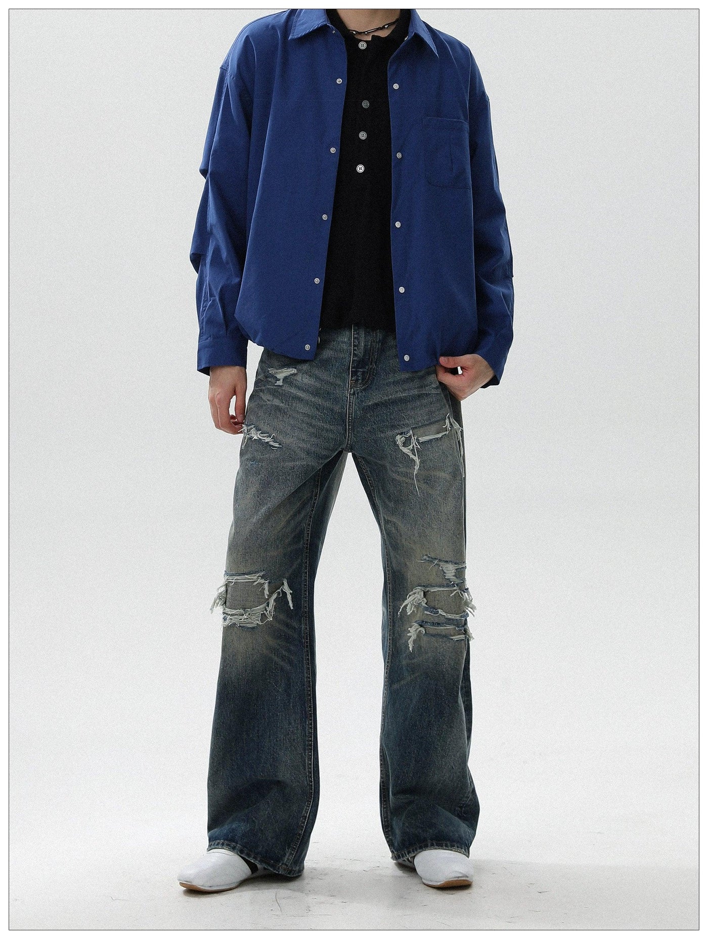 Faded Fray Ripped Jeans