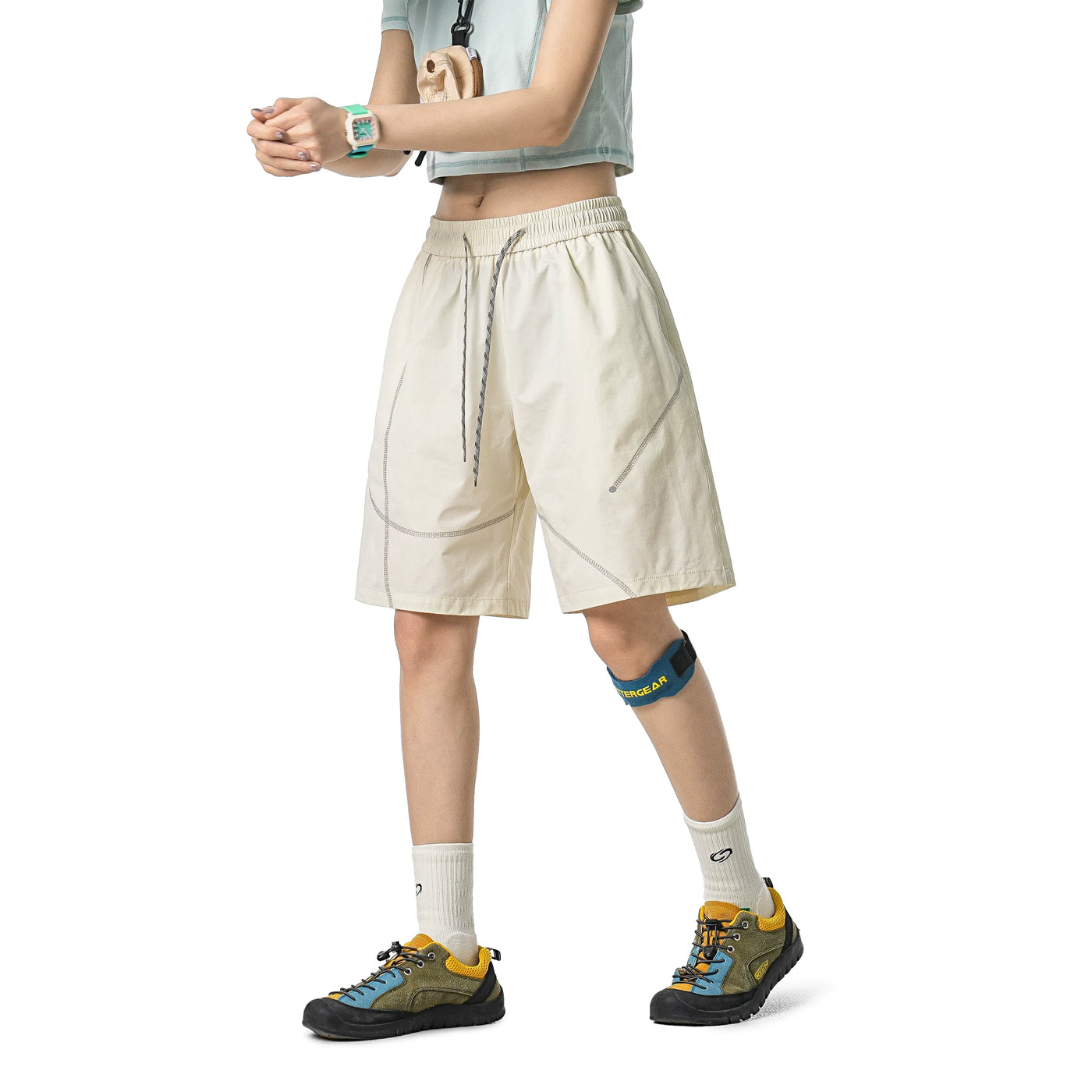 Drawstring Contrast Coverstitched Shorts