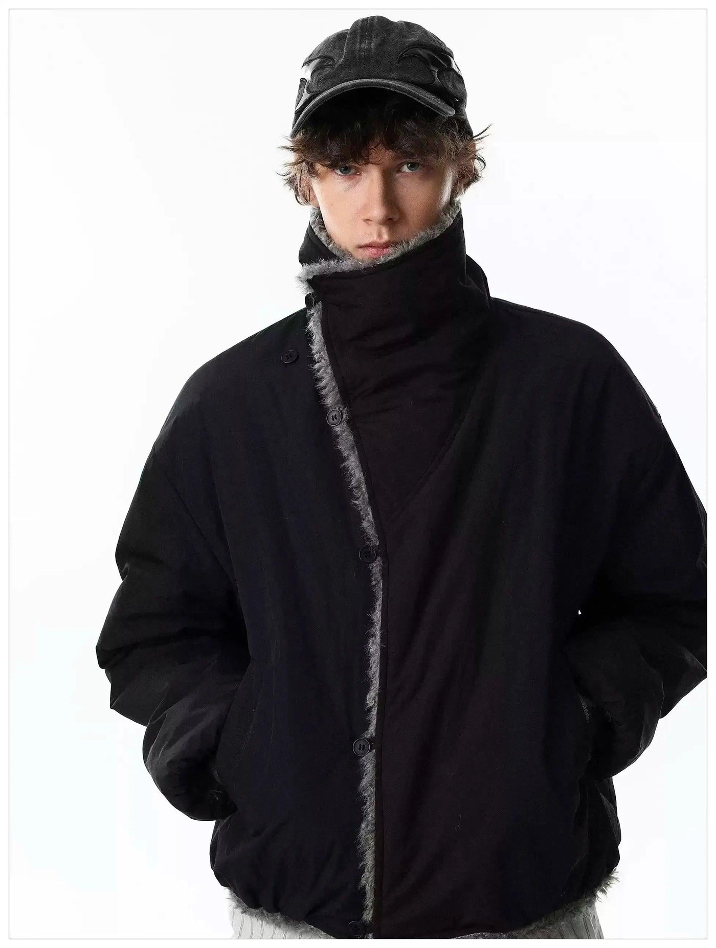 Reversible Faux Fur Lined Buttoned Jacket