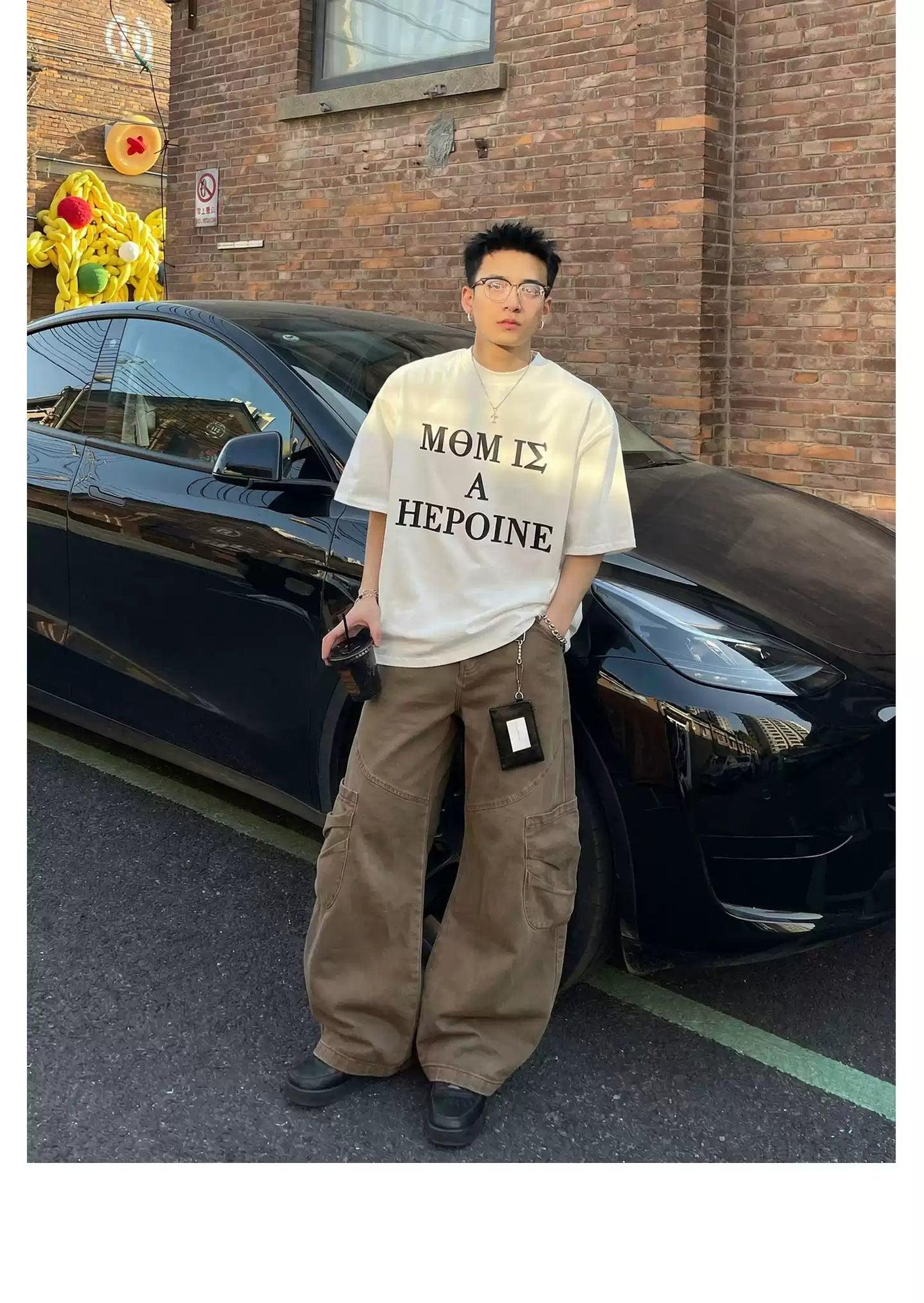 Washed Wide Cut Cargo Pants