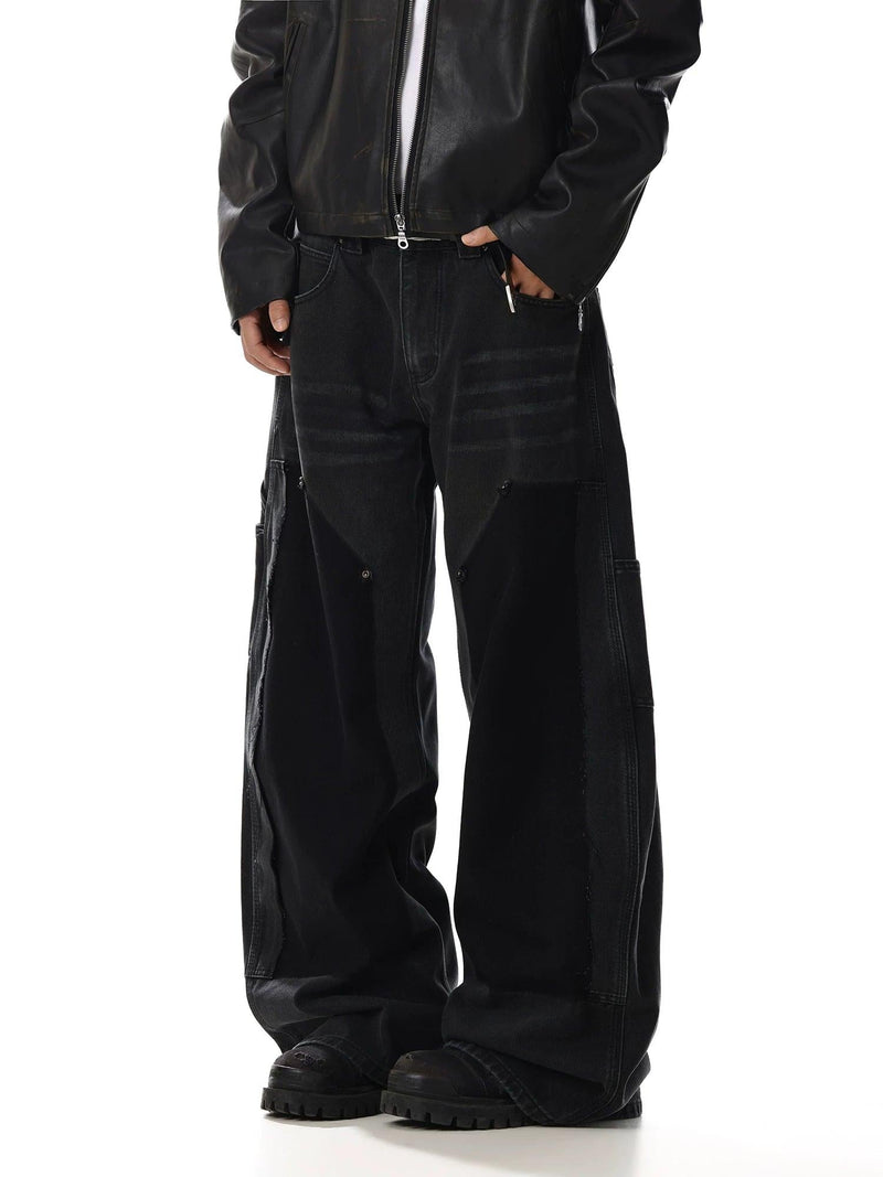 Studded Washed Wide Leg Jeans