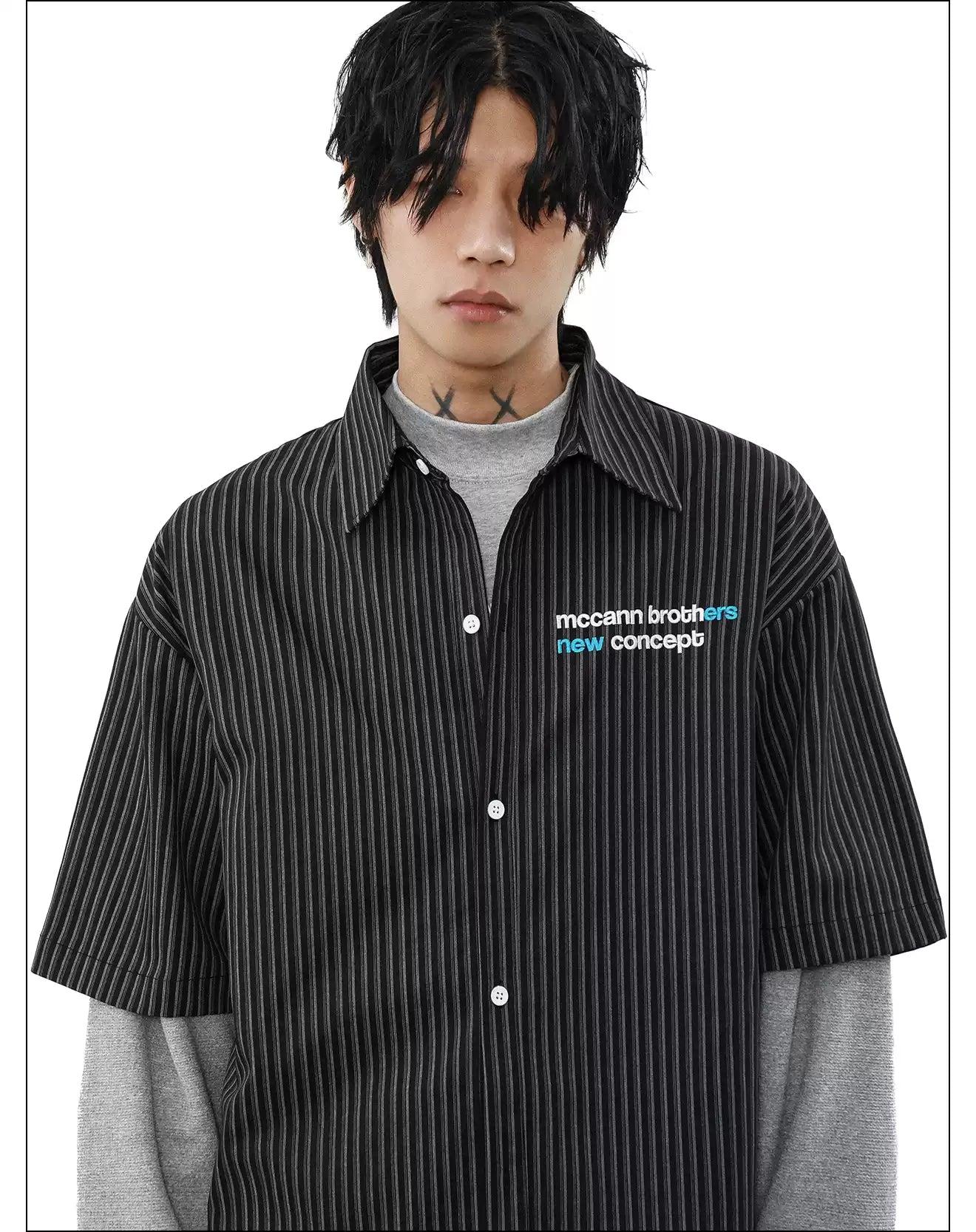 Striped Shirt Layered T-Shirt