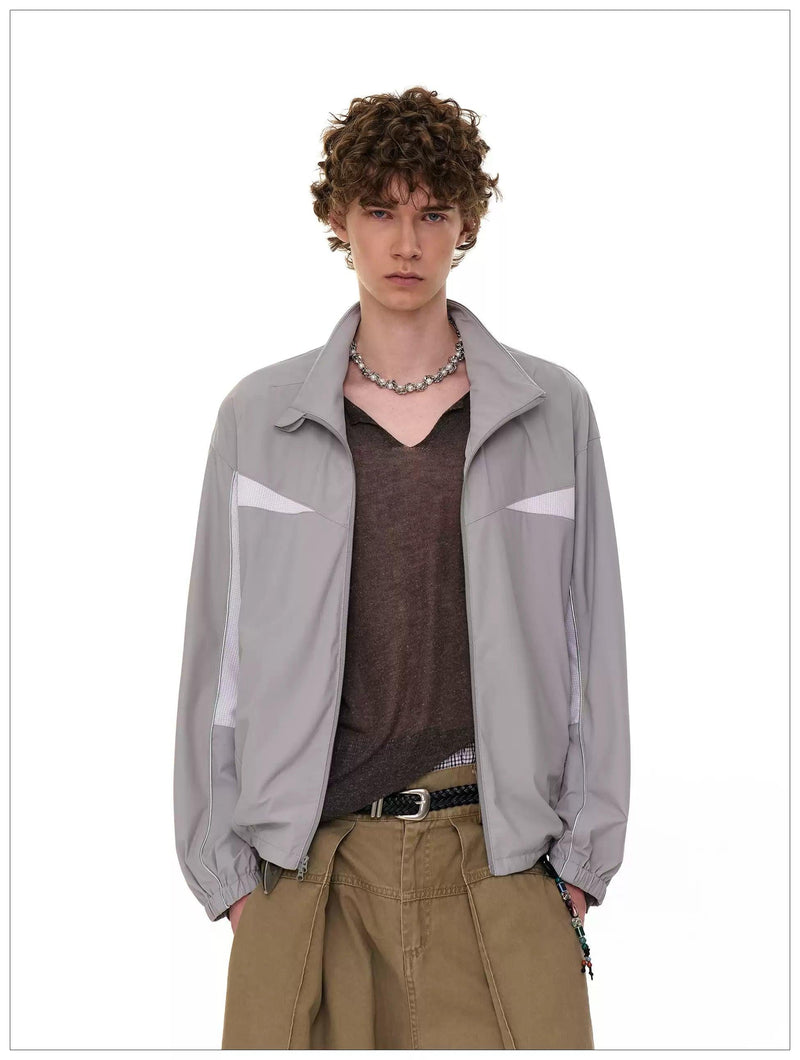 Contrast Spliced Nylon Jacket