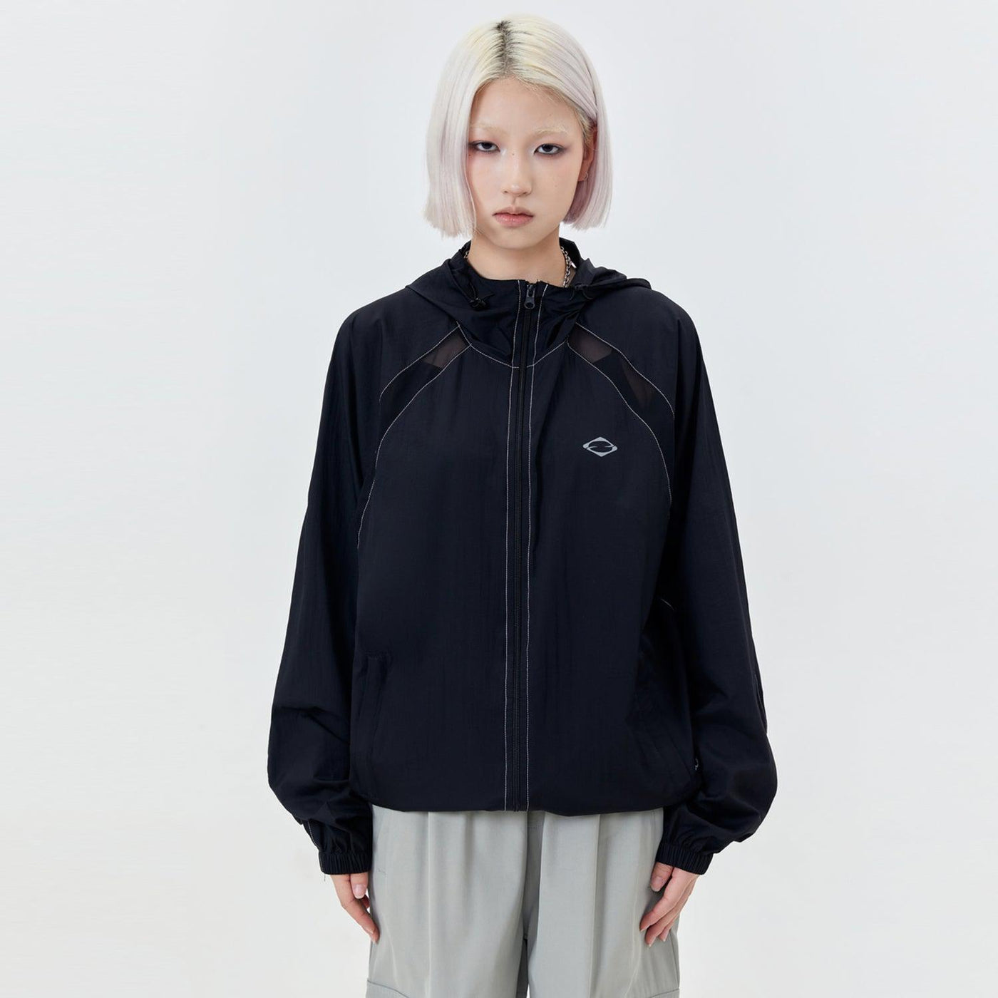 Logo Stitched Detail Hoodie Jacket