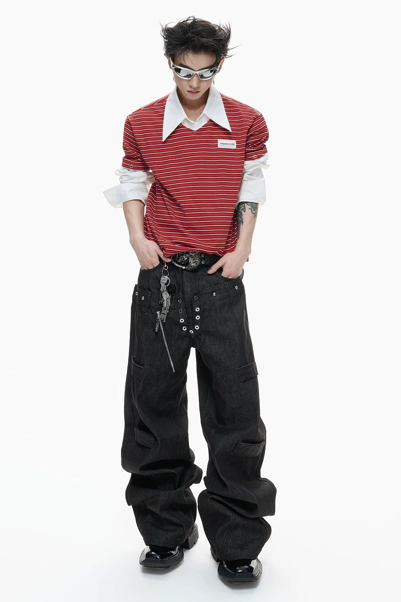Faux Two-Piece Long Sleeve Polo