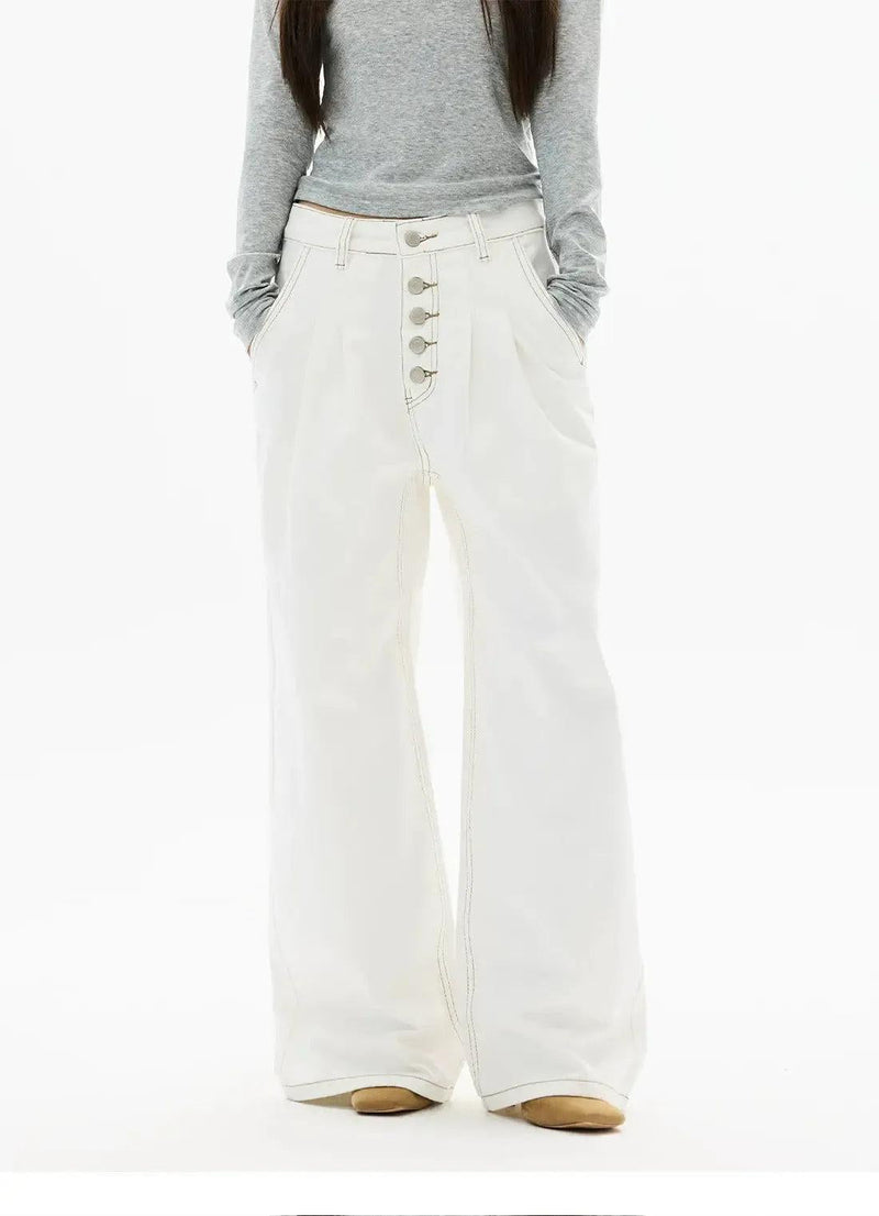 Contrast Outlined Buttoned Jeans
