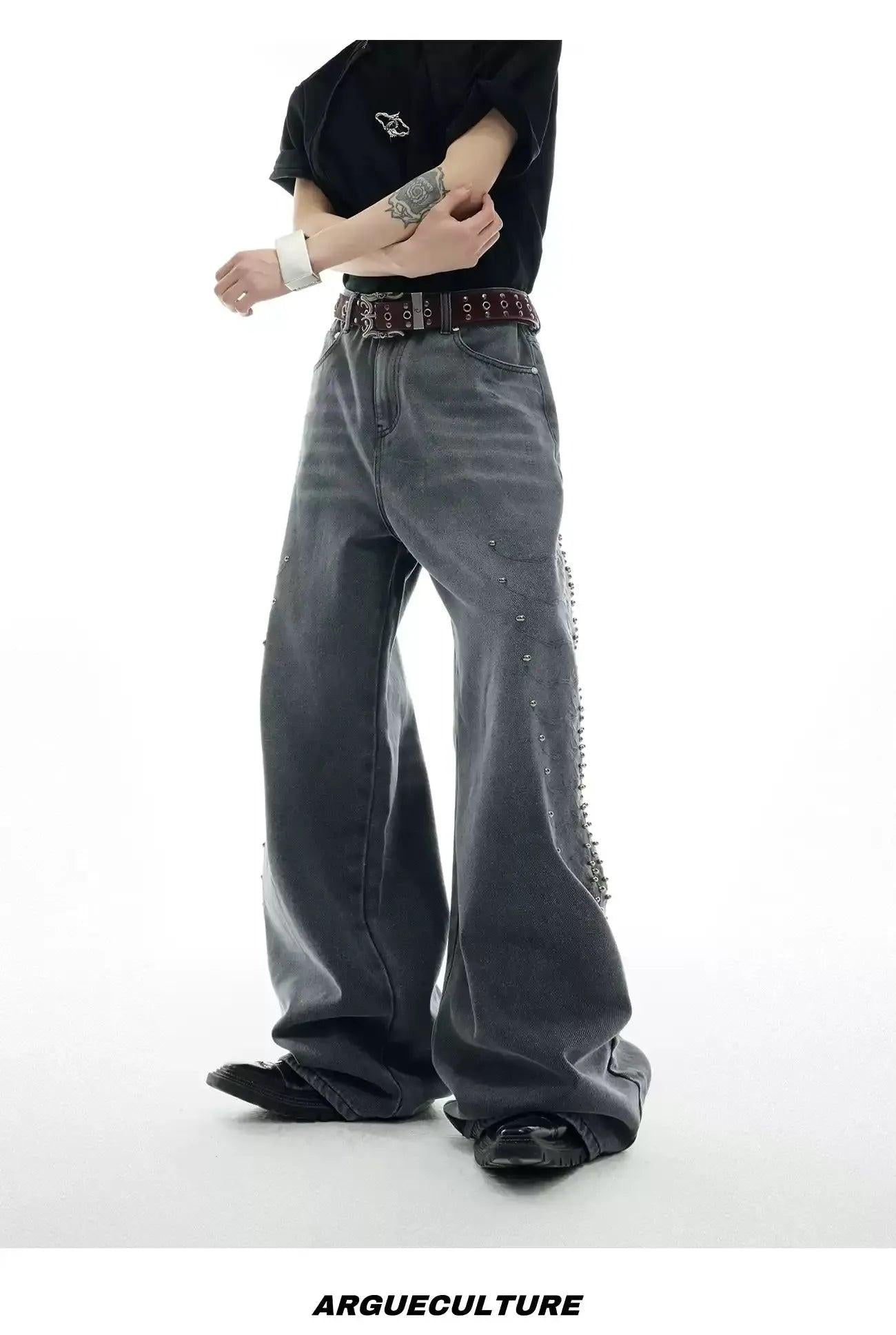 Washed Spine Metal Jeans