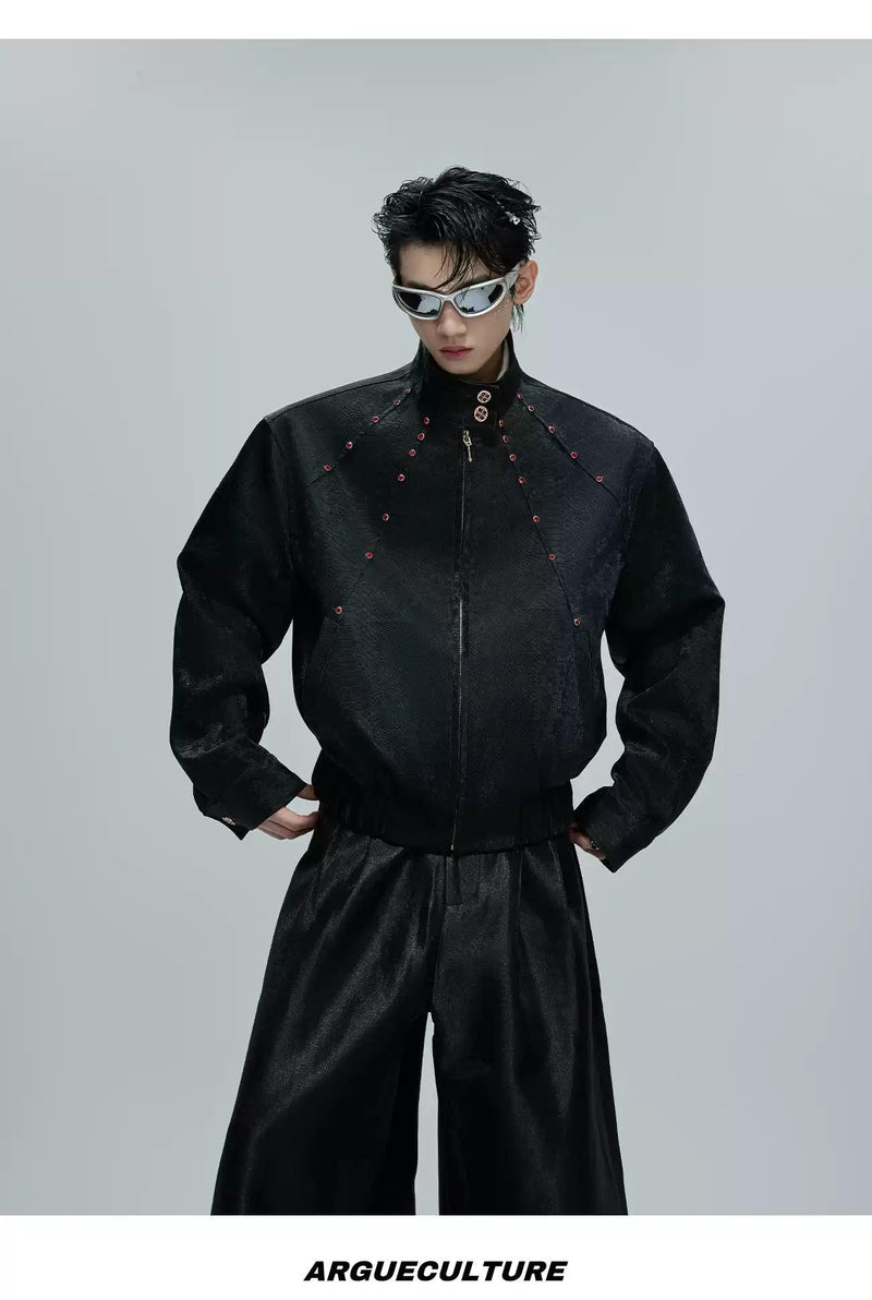 Red Rhinestoned Textured Jacket