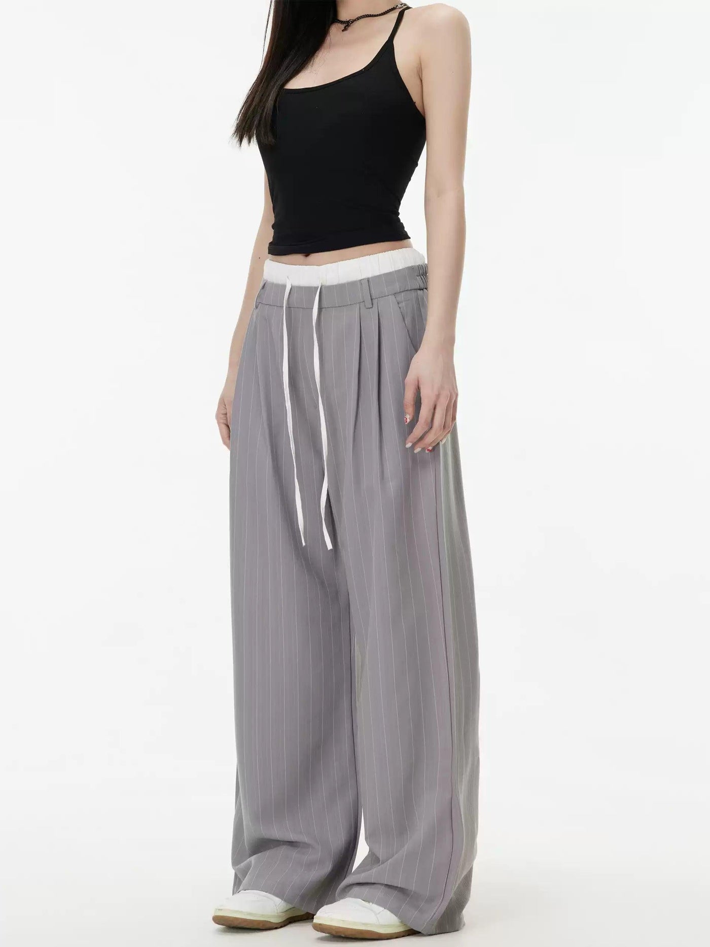 Drawstring Vertical Stripes Pants