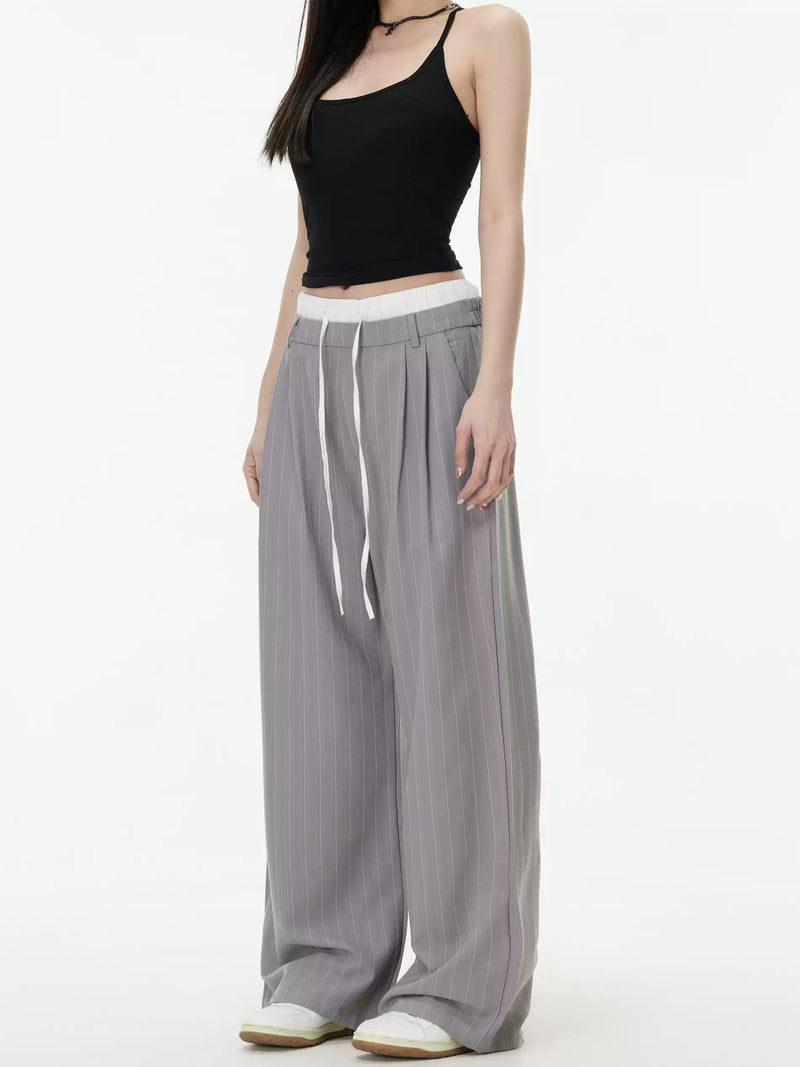 Drawstring Vertical Stripes Pants