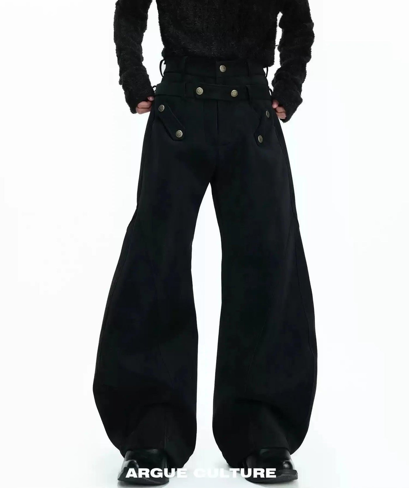 Double Waist Micro Suede Barrel Pants