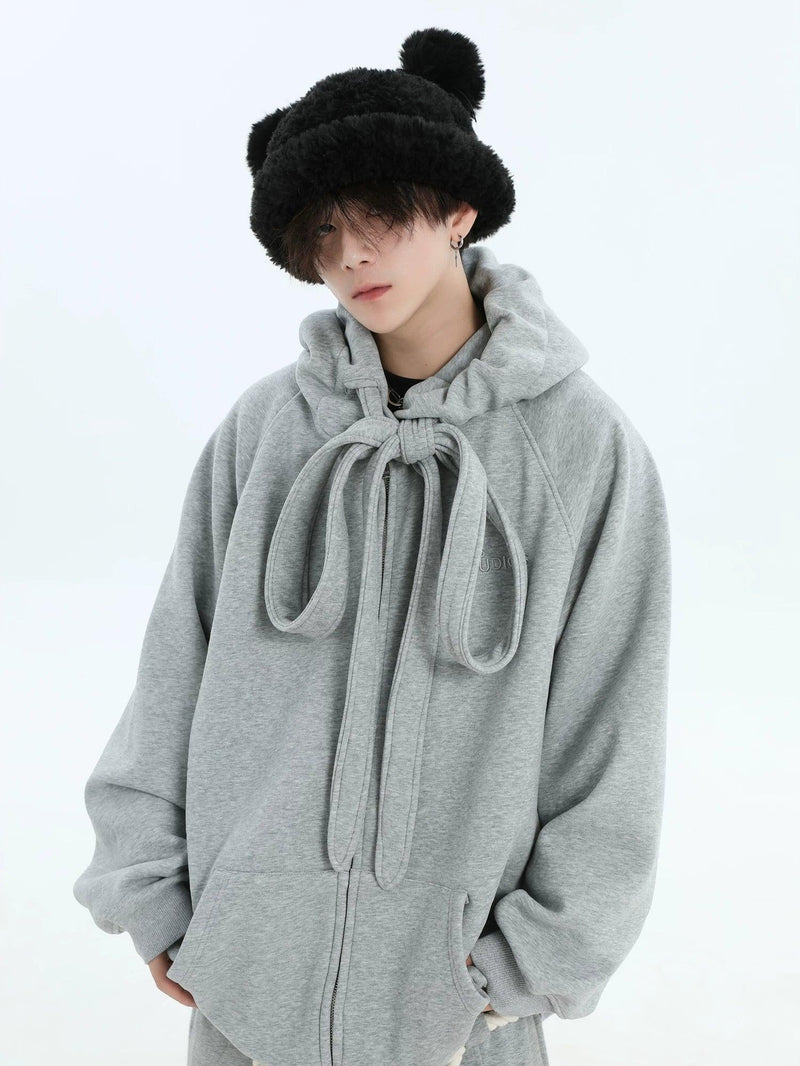Chunky Drawstring Zip-Up Hoodie