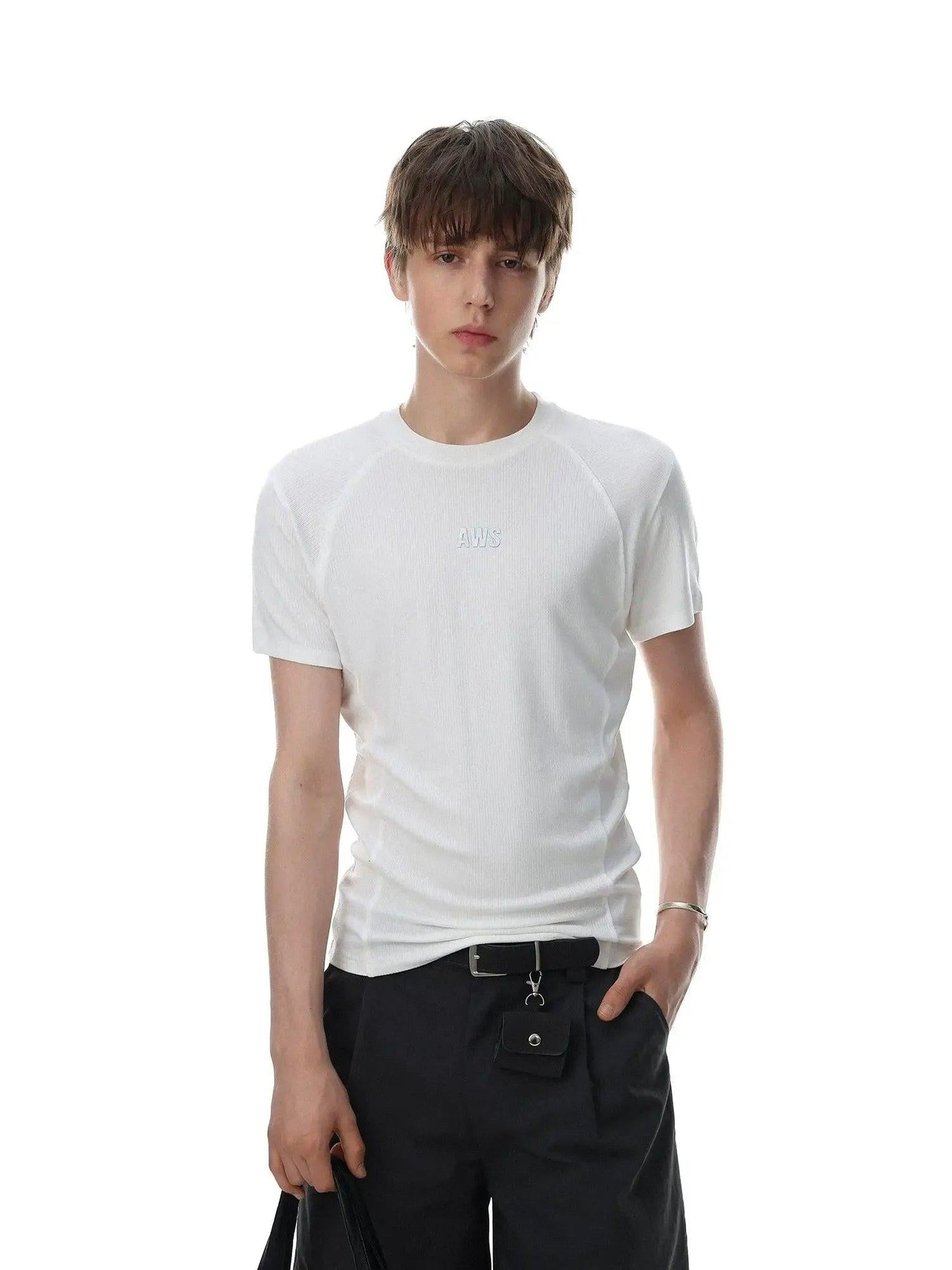 Textured Graphic Letter T-Shirt