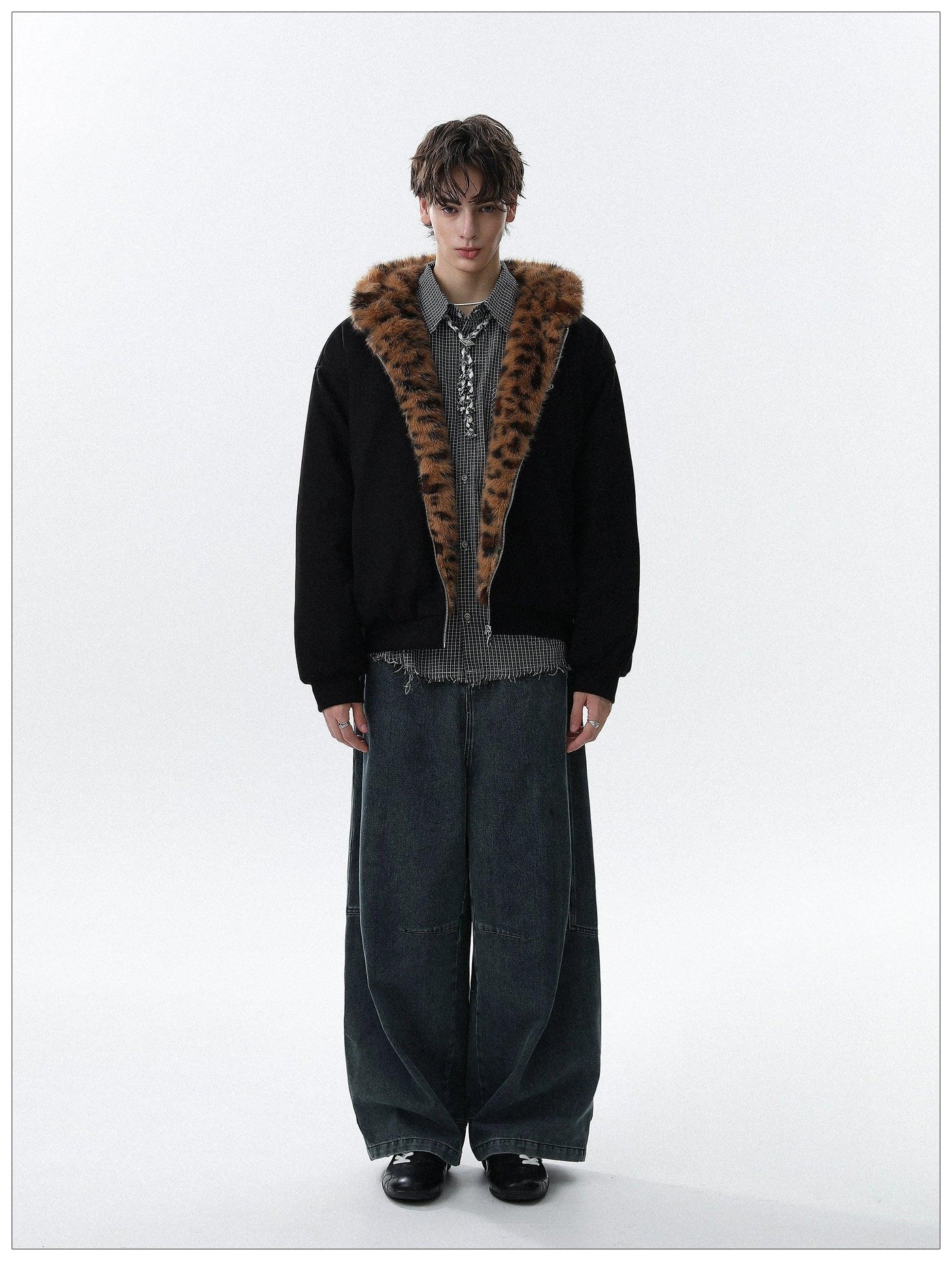 Leopard Print Lining Hooded Jacket