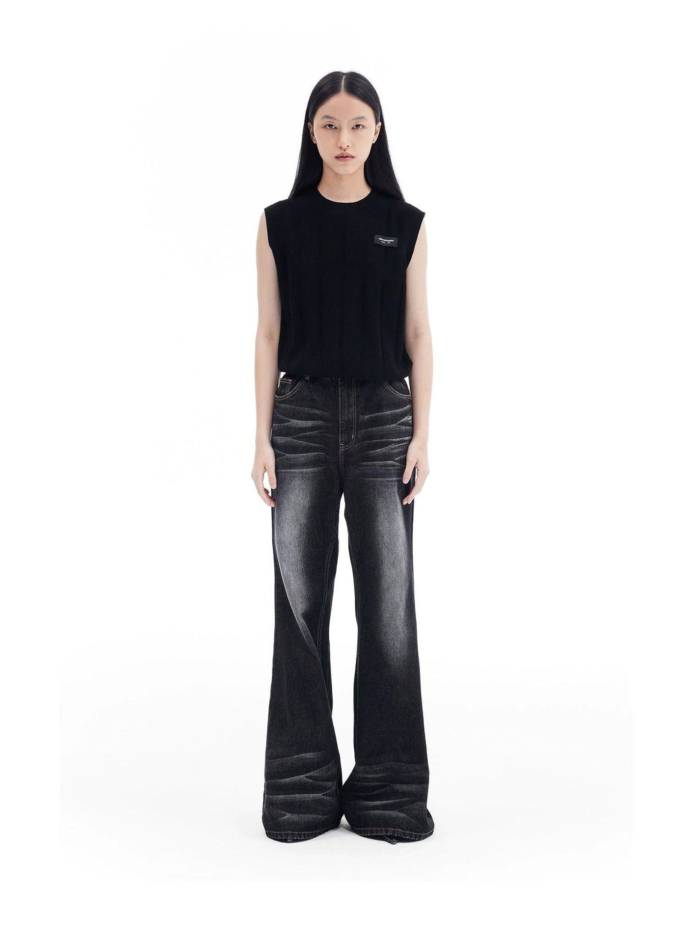 Whiskered Ends Flare Jeans