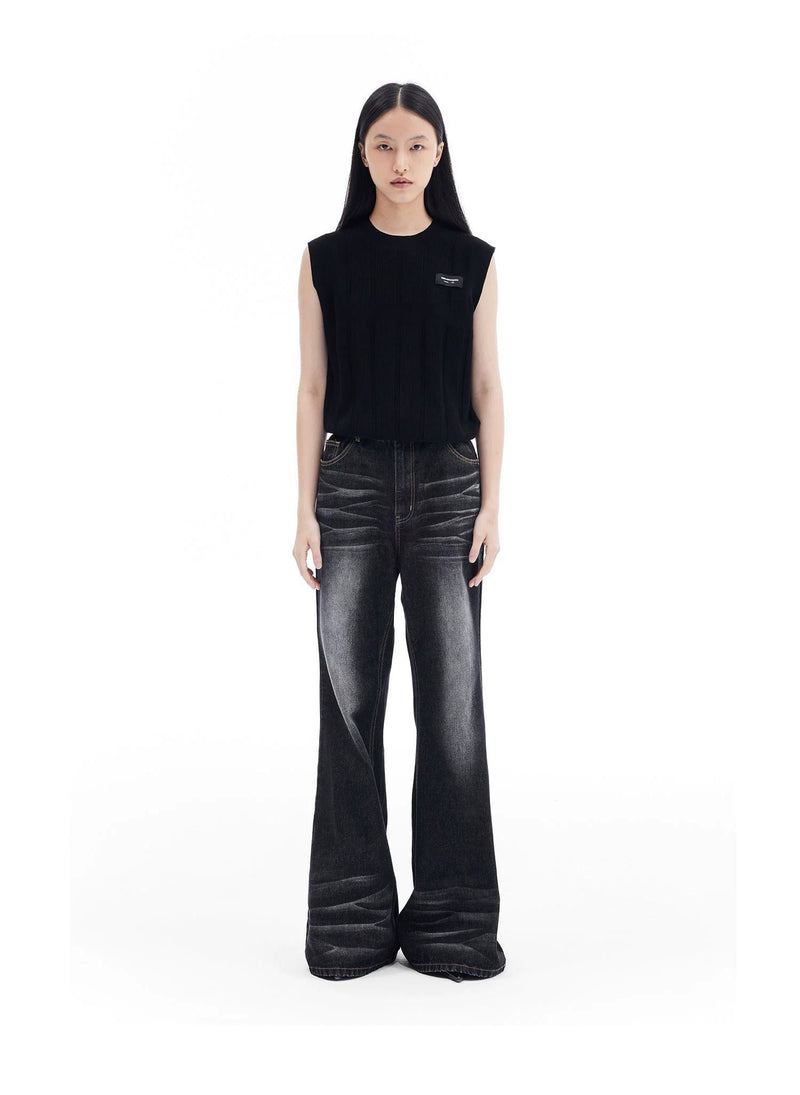 Whiskered Ends Flare Jeans