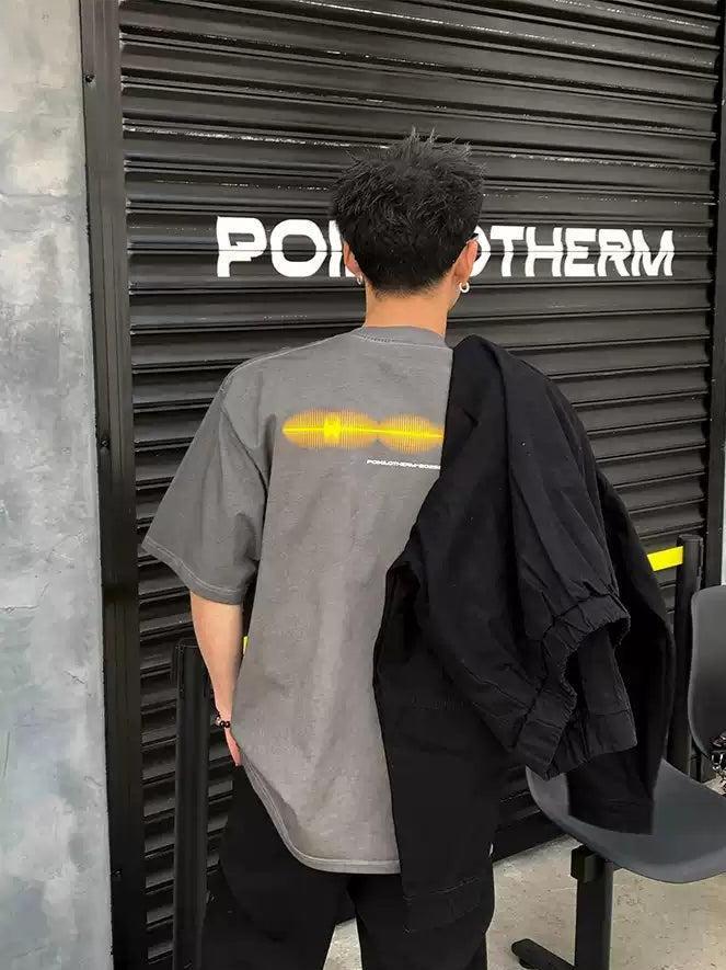 Sound Wave Print Washed T-Shirt