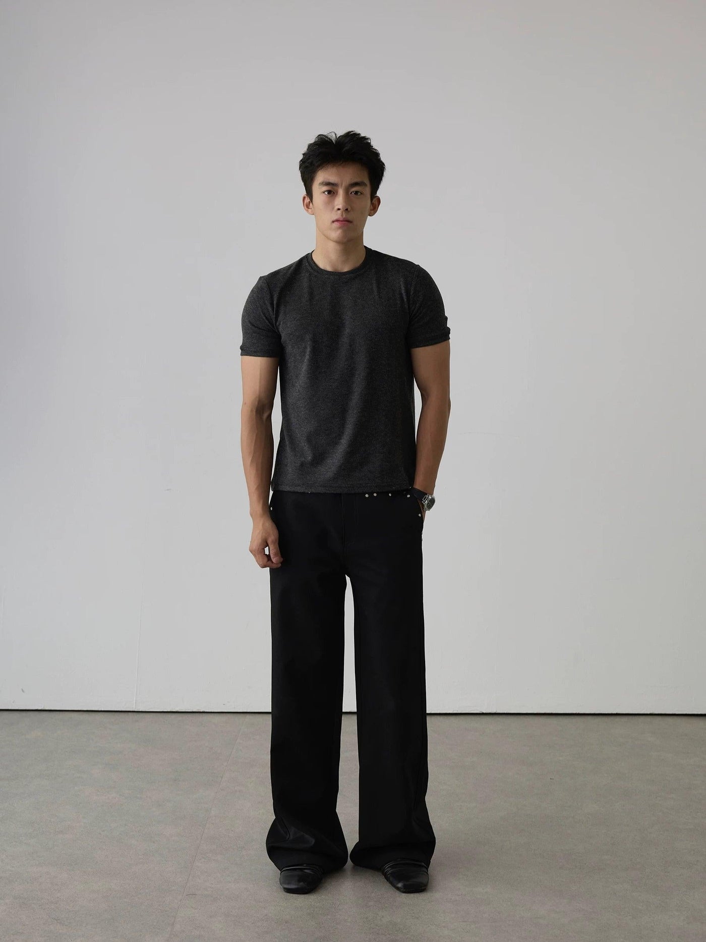 Faded Heathered Structured T-Shirt