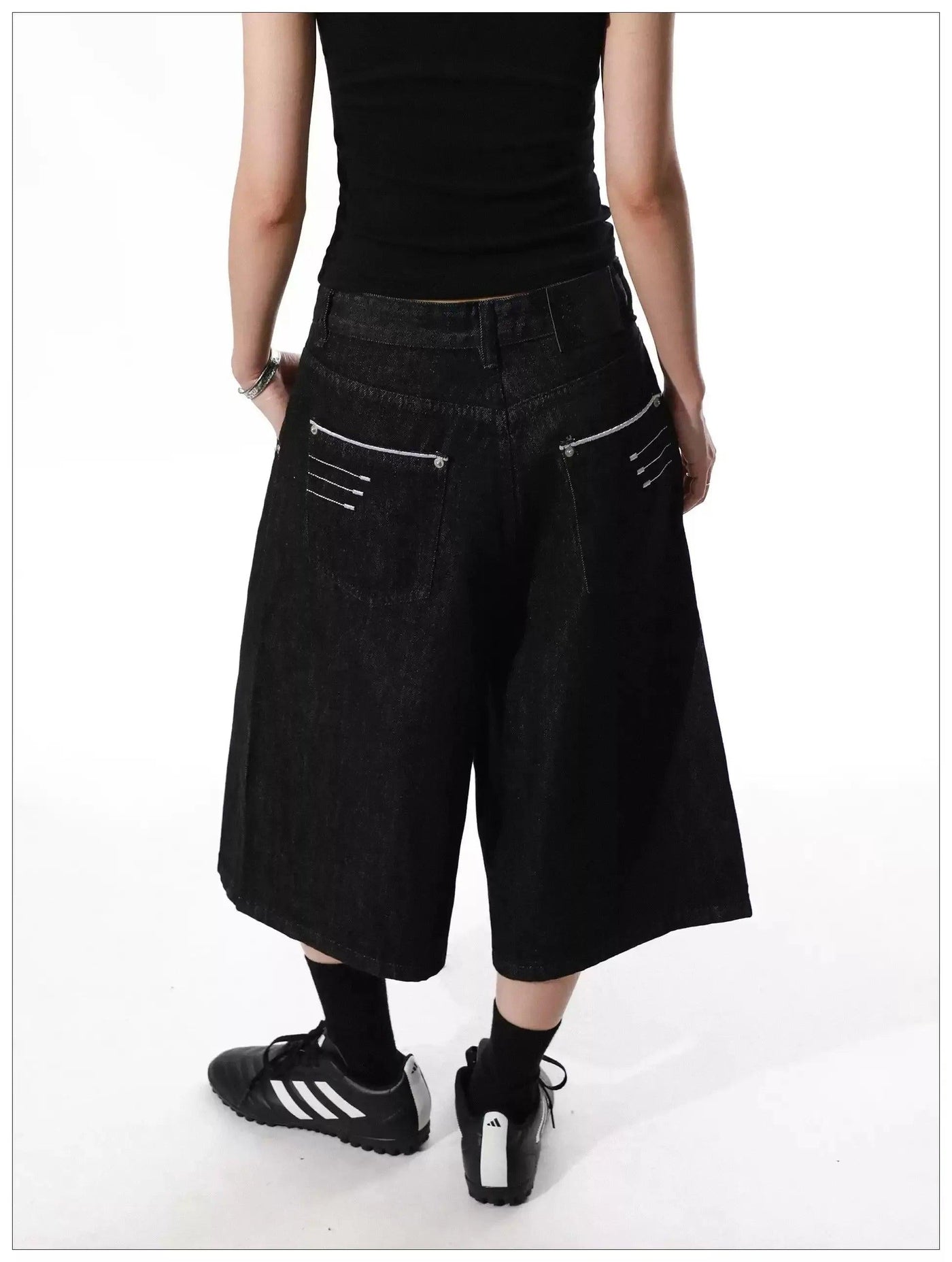 Retro Wide Leg Denim Shorts