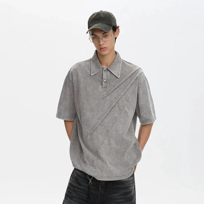 Grunge Washed Stitched Polo