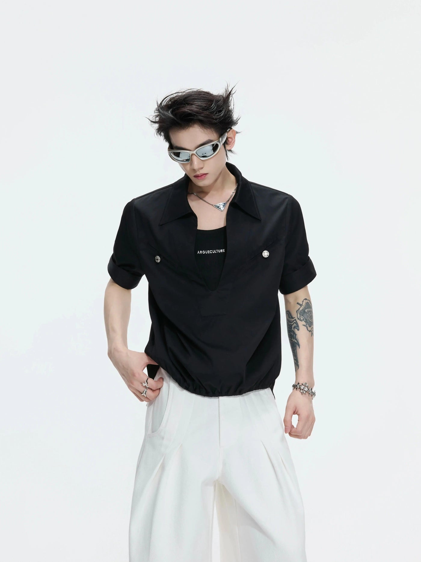 Layered Utility Short Sleeve Shirt