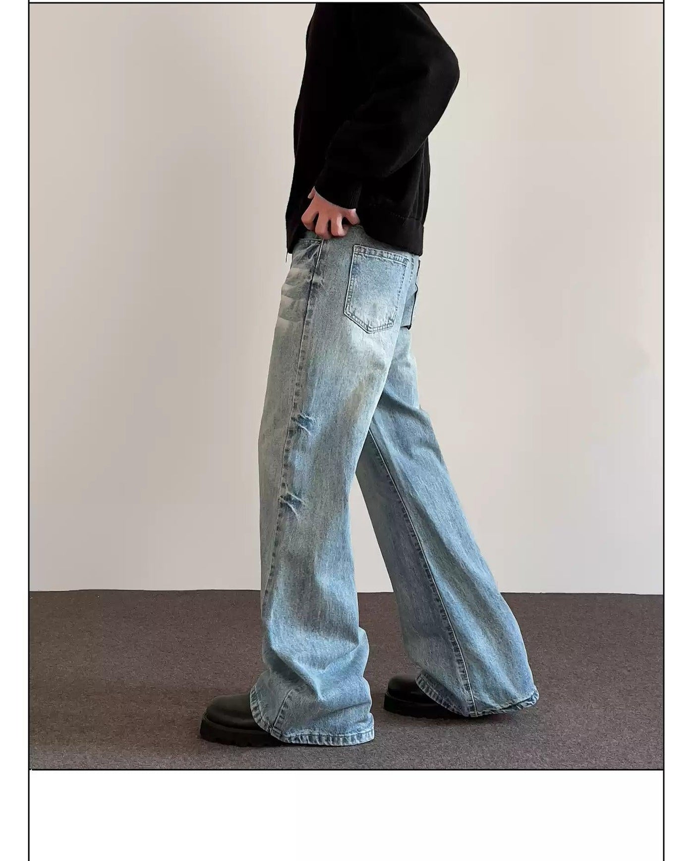 Contrast Whiskers Flared Jeans