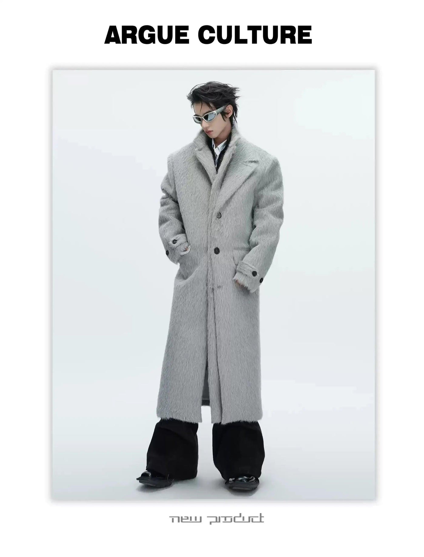 Side Lapel Textured Long Coat