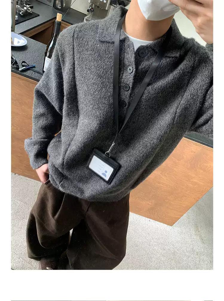 Half-Buttoned Polo Sweater
