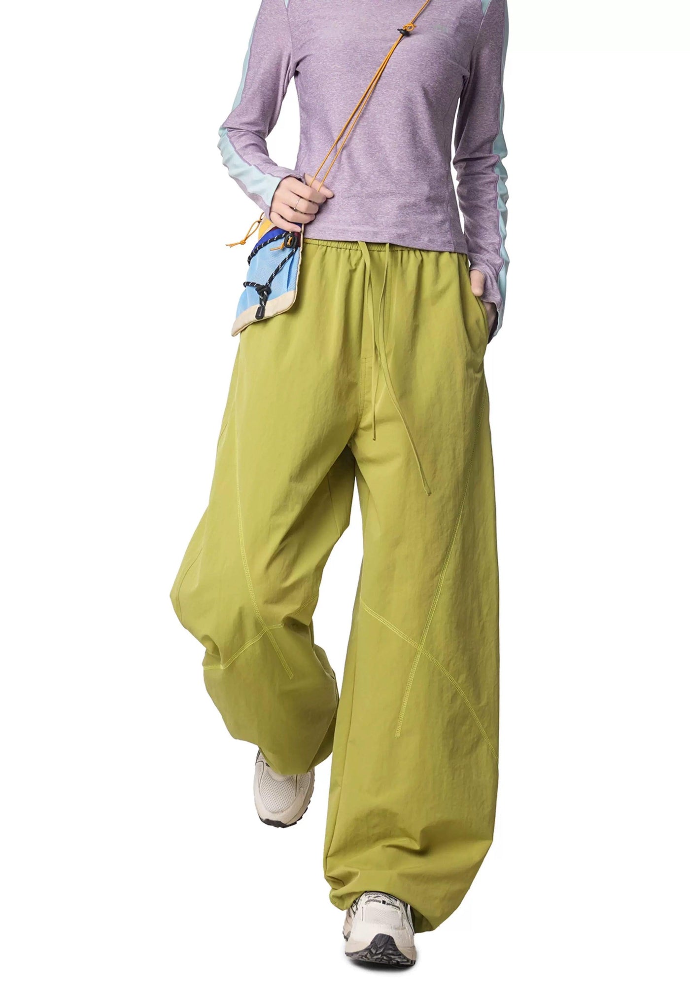 Coverstitched Wide Leg Track Pants