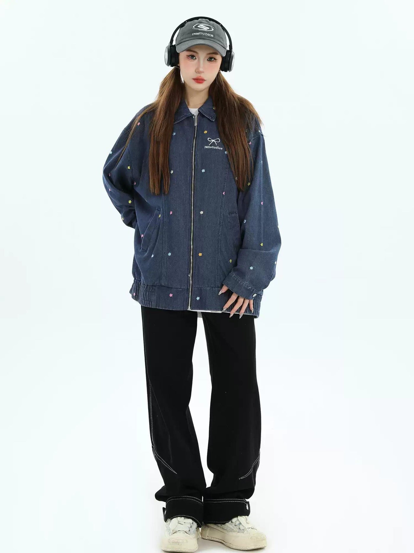 Tiny Scattered Flowers Denim Jacket