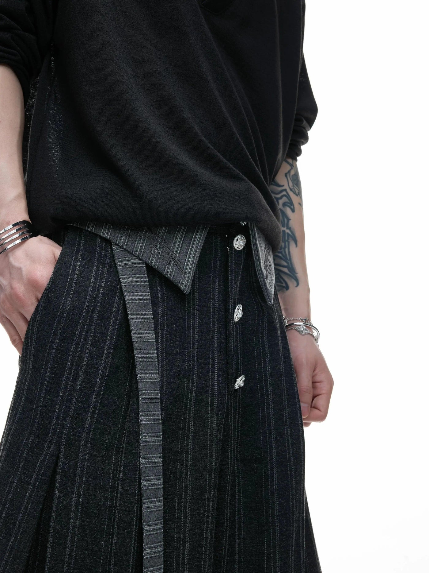 Embroidered High-Waisted Wide Pants