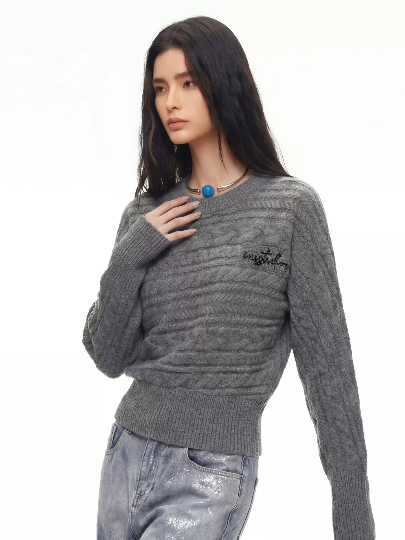 Detachable Funnel Neck Pattern Sweater