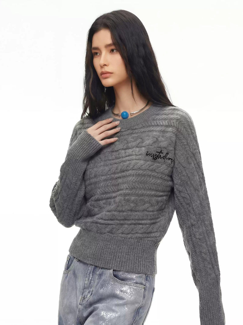 Detachable Funnel Neck Pattern Sweater