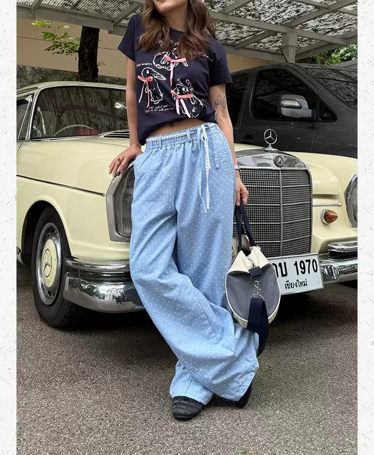 Polka Dots Waist String Jeans