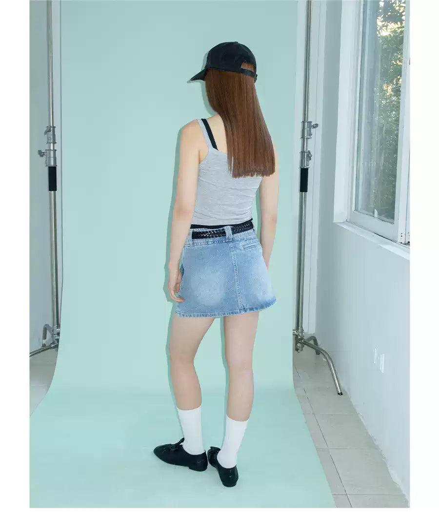 Faded Mini Denim Skirt