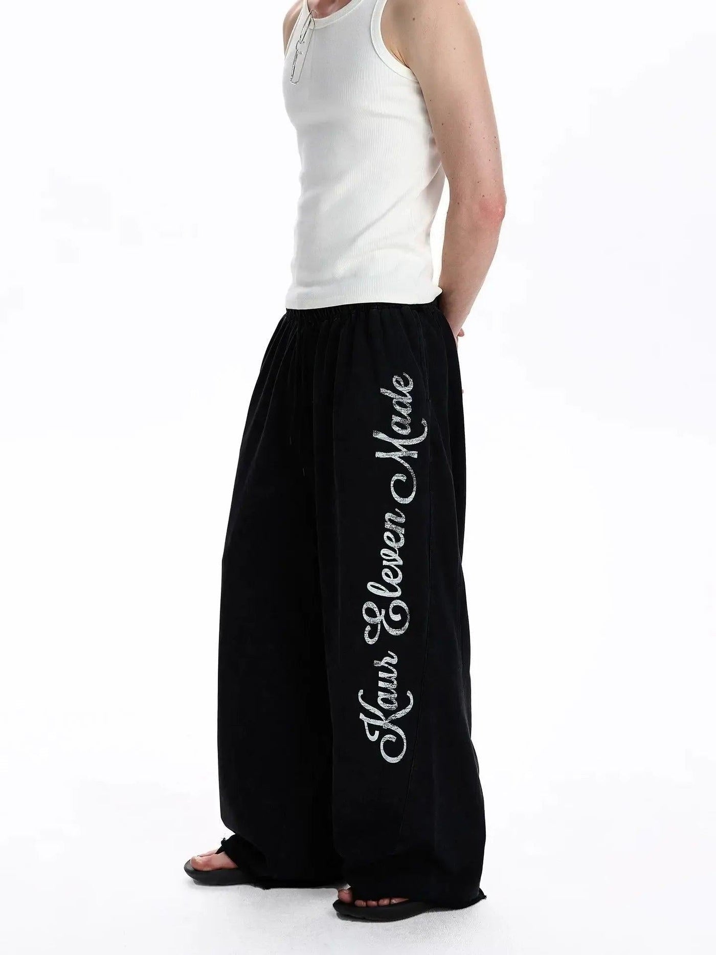 Letter Print Wide Leg Sweatpants