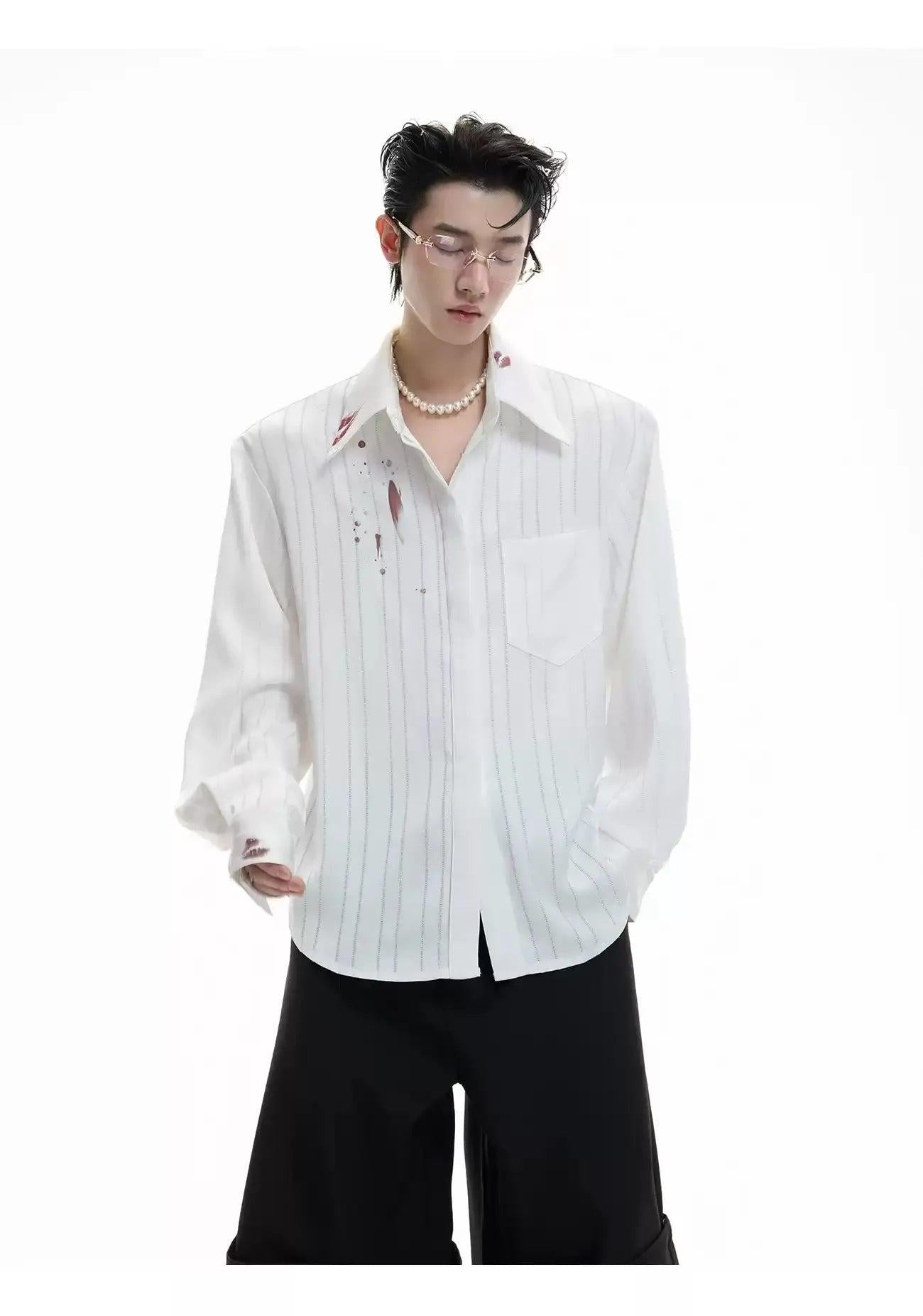 Line Textured Sheer Buttoned Shirt